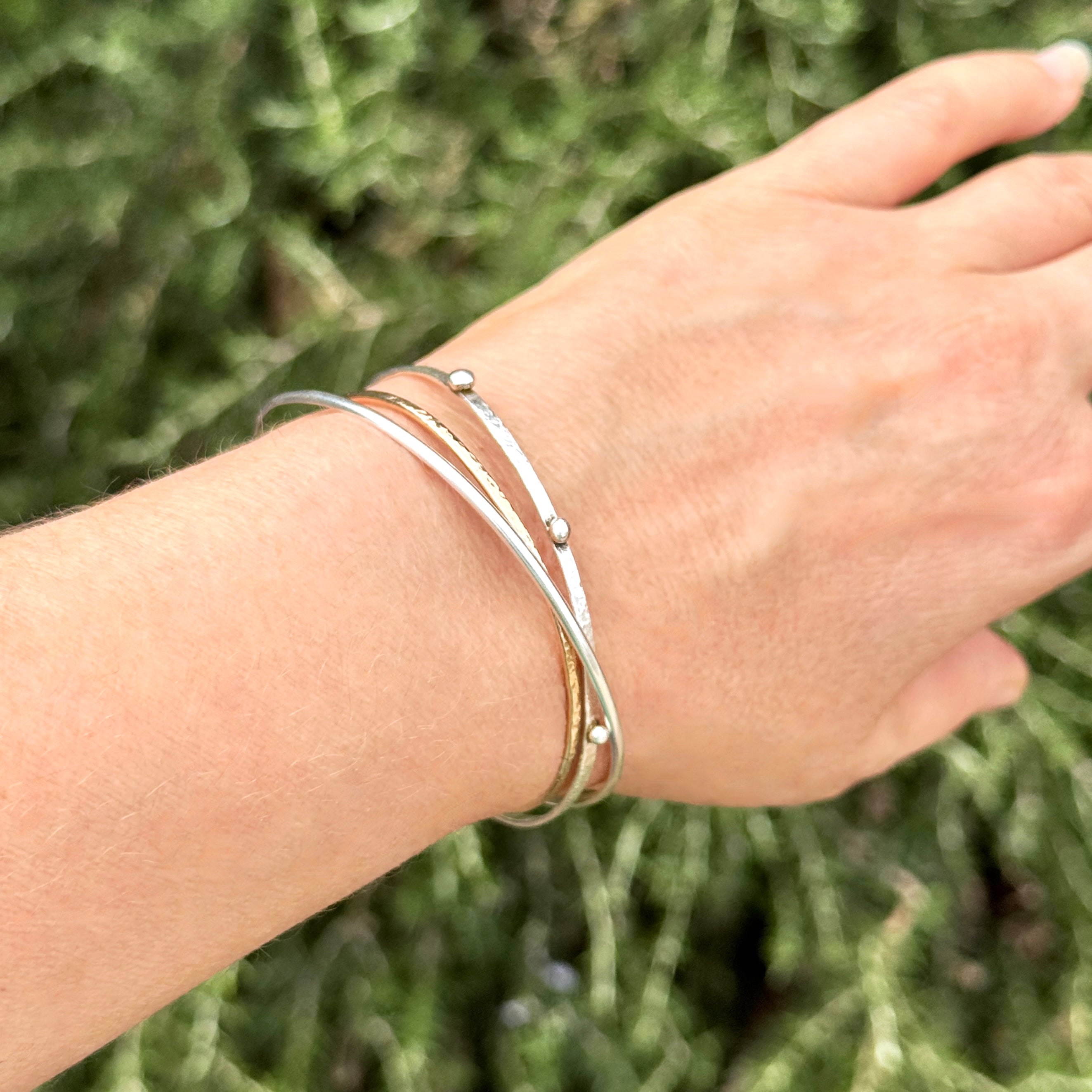 Gold-Filled Hammered Oval Bangle Bracelet