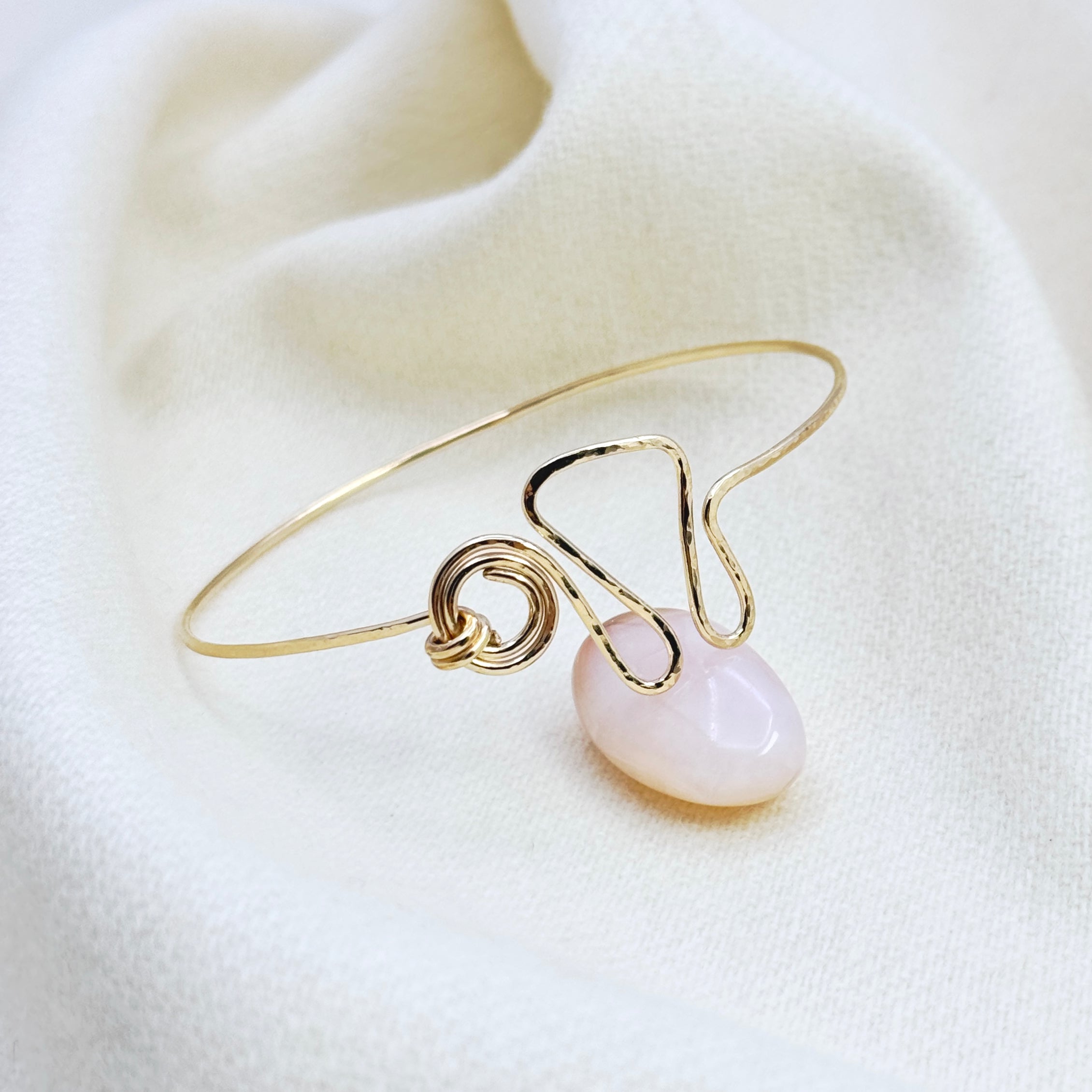 Thick 14Kt Gold-Filled Hammered Swirl Bangle