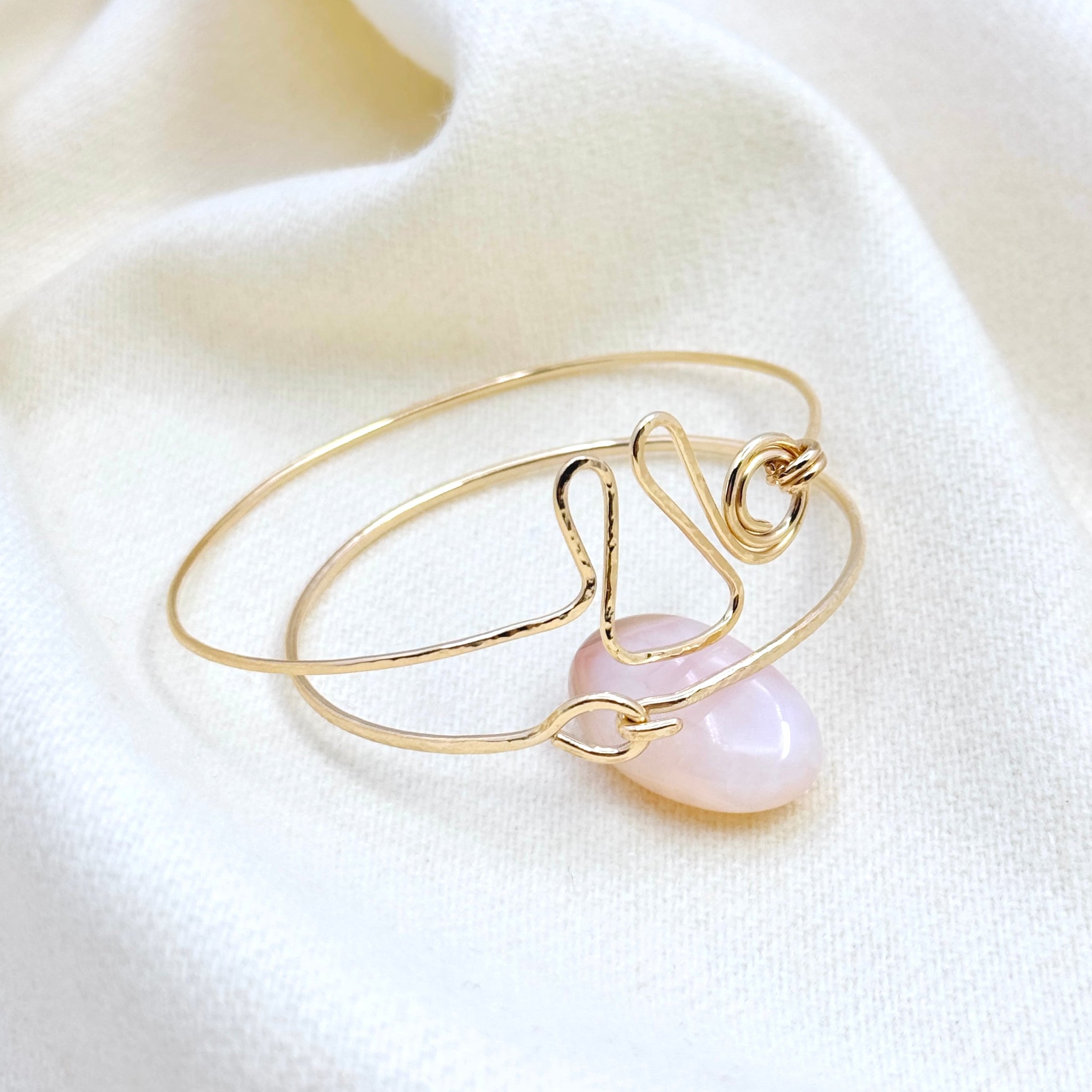 Gold-Filled Hammered Oval Bangle Bracelet