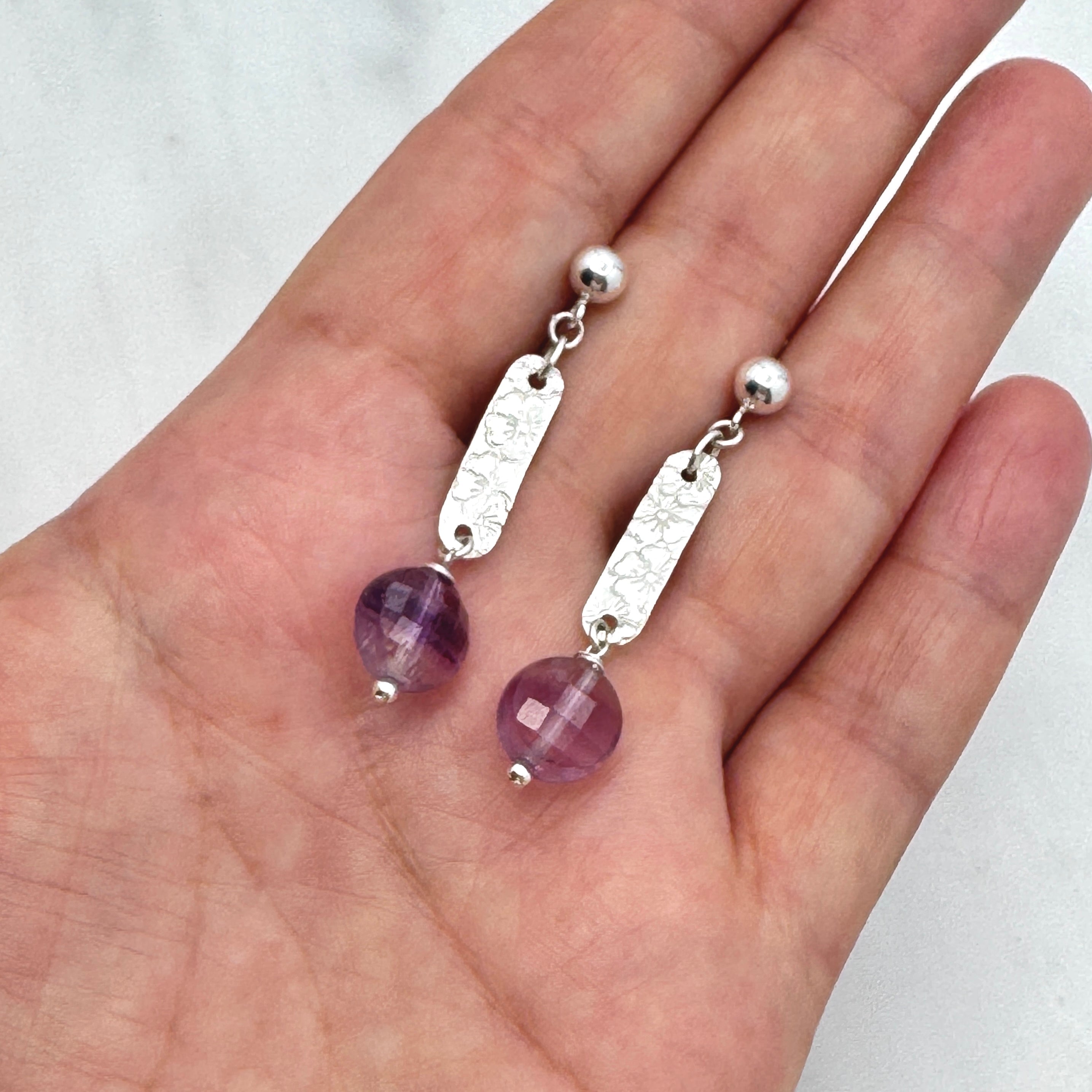 Floral Bar Sterling Silver Earrings