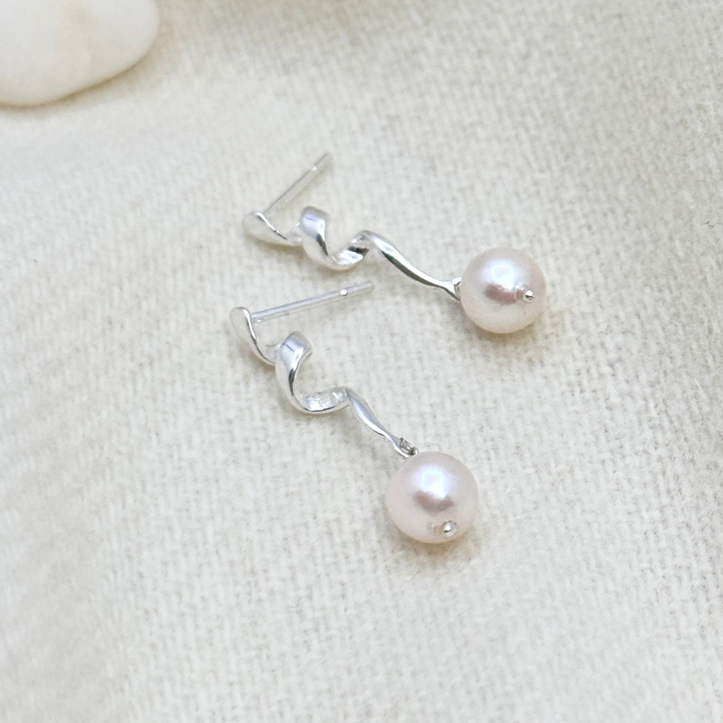 Akoya Pearl Sterling Silver Drop Earrings