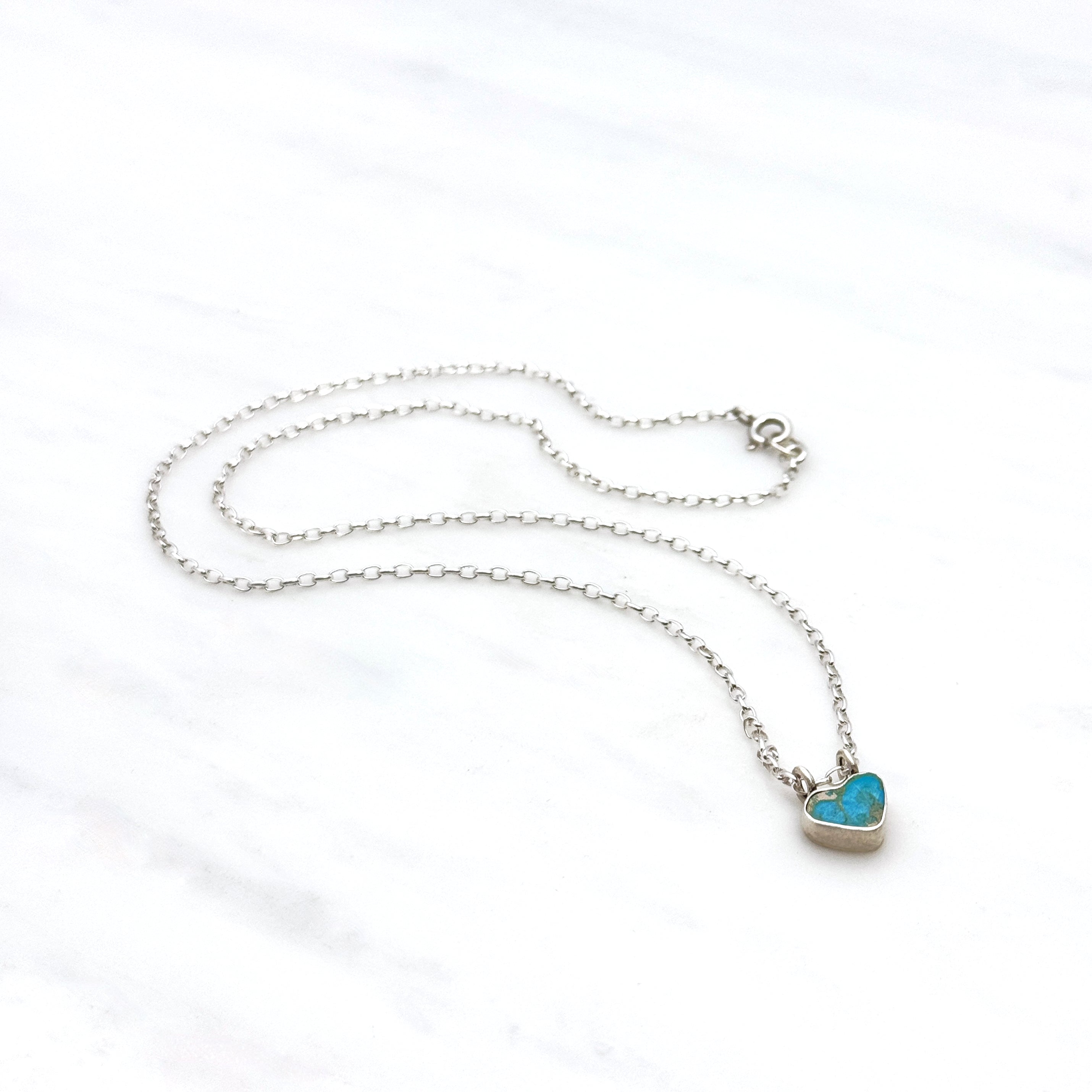 Real Turquoise Heart Sterling Silver Necklace