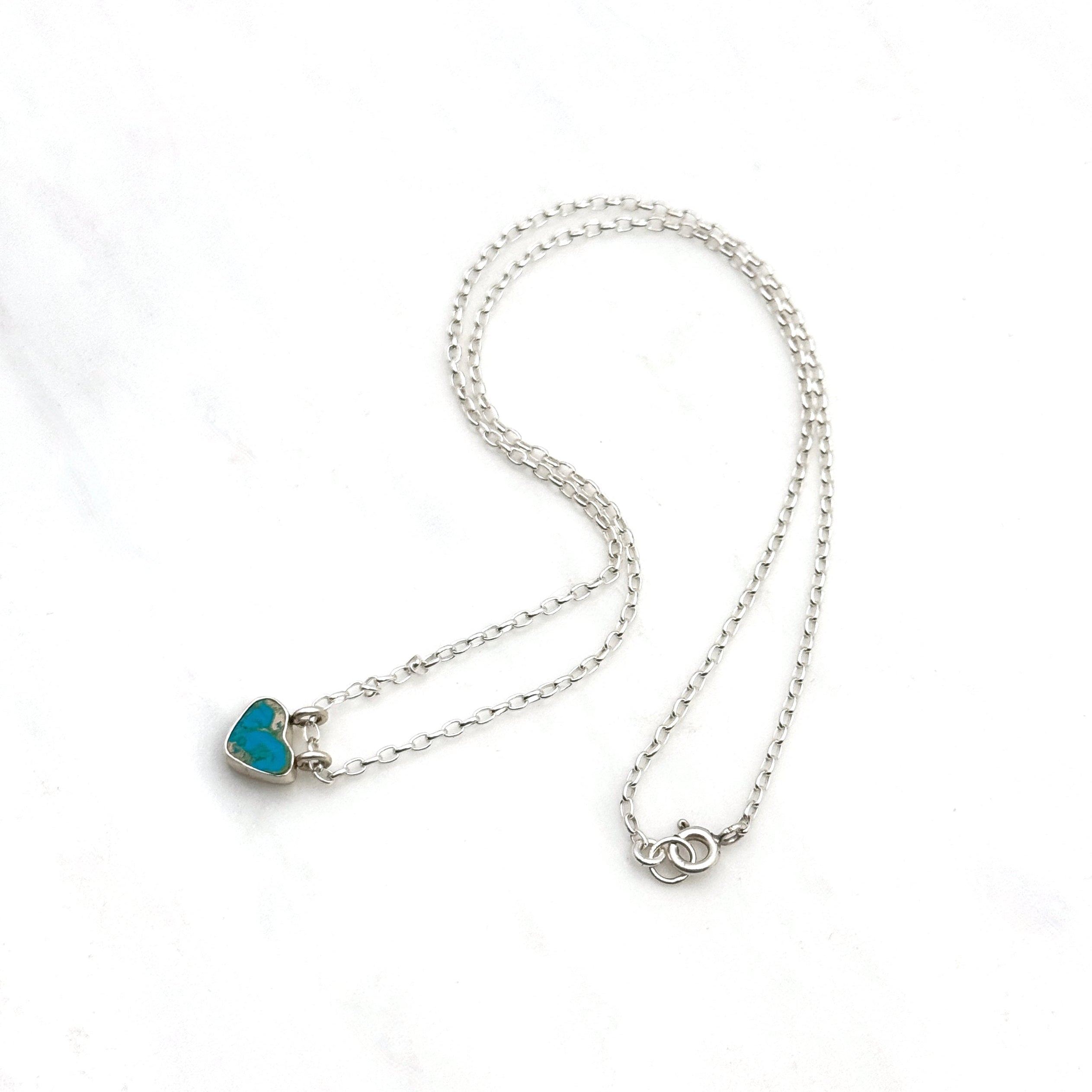 Real Turquoise Heart Sterling Silver Necklace