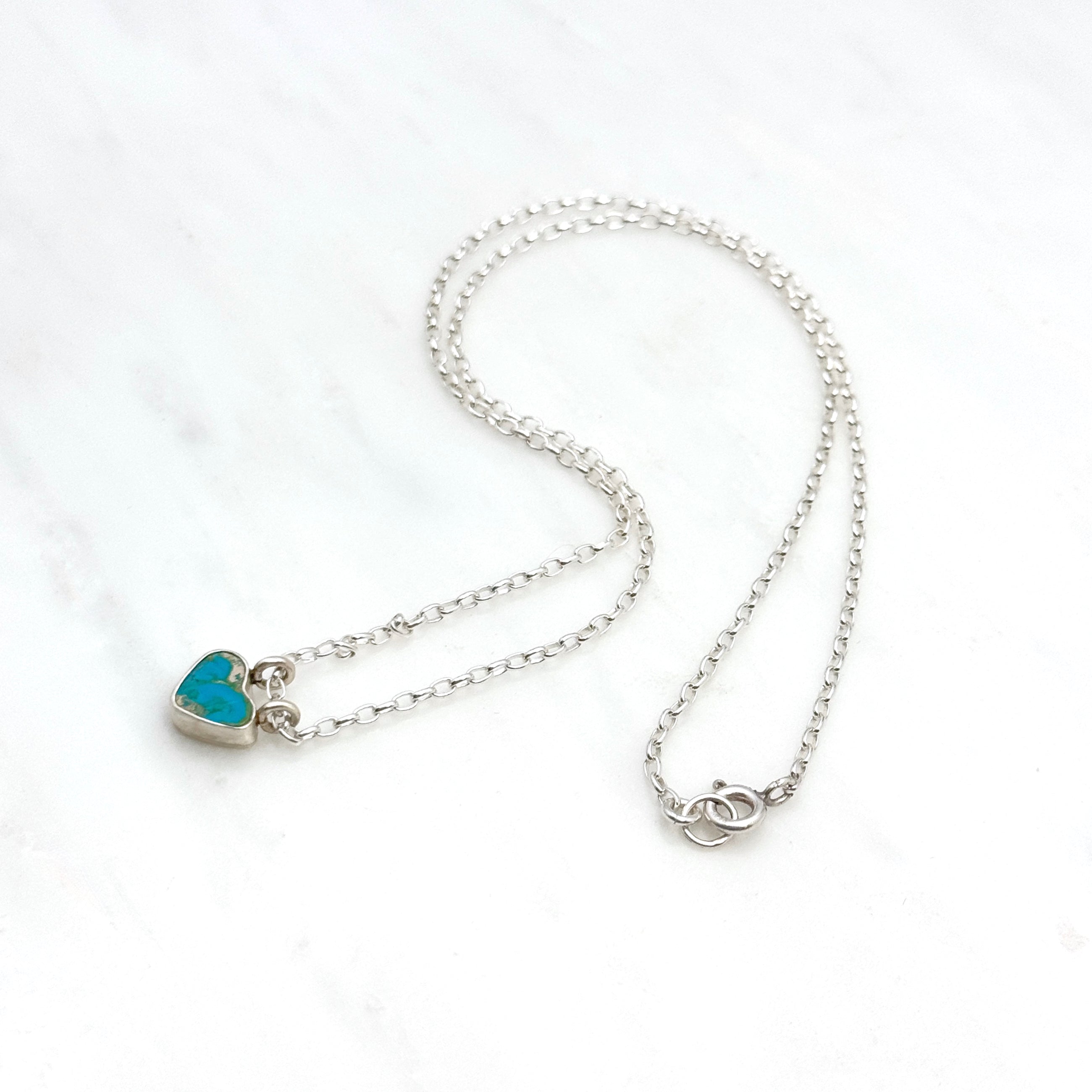 Real Turquoise Heart Sterling Silver Necklace