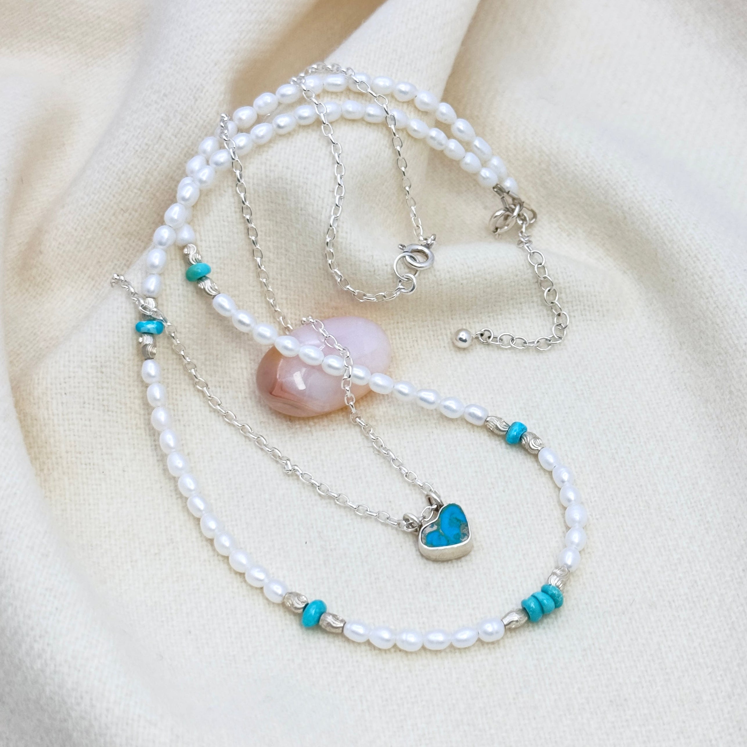 Real Turquoise Heart Sterling Silver Necklace