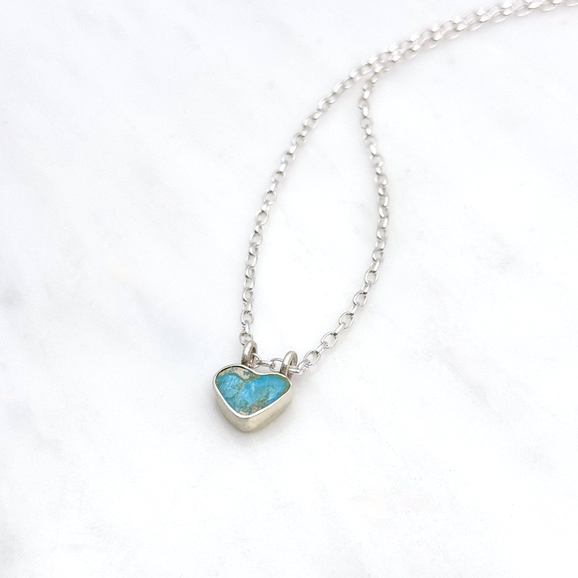 Real Turquoise Heart Sterling Silver Necklace