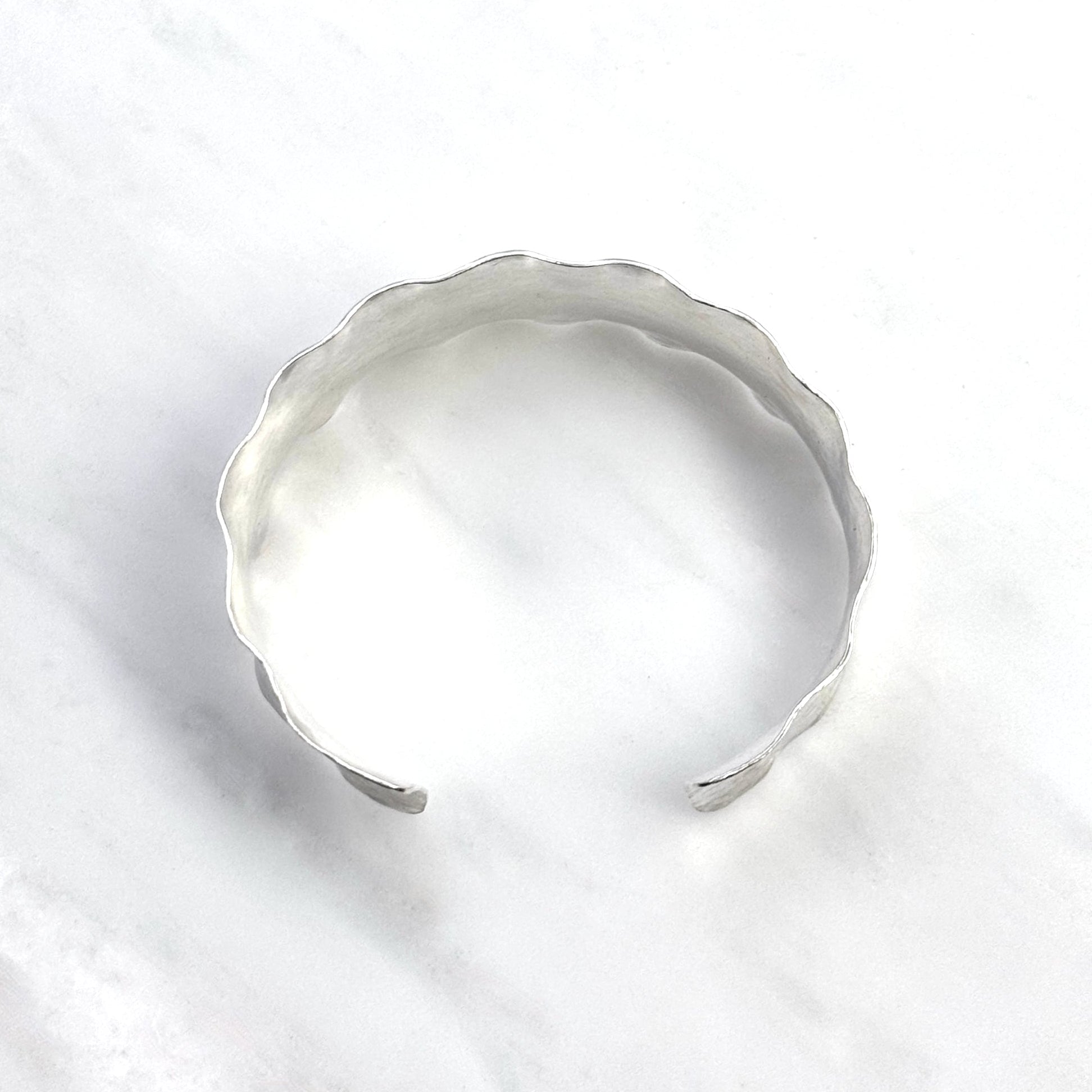 Wide Ruffled Hammered Sterling Silver Cuff