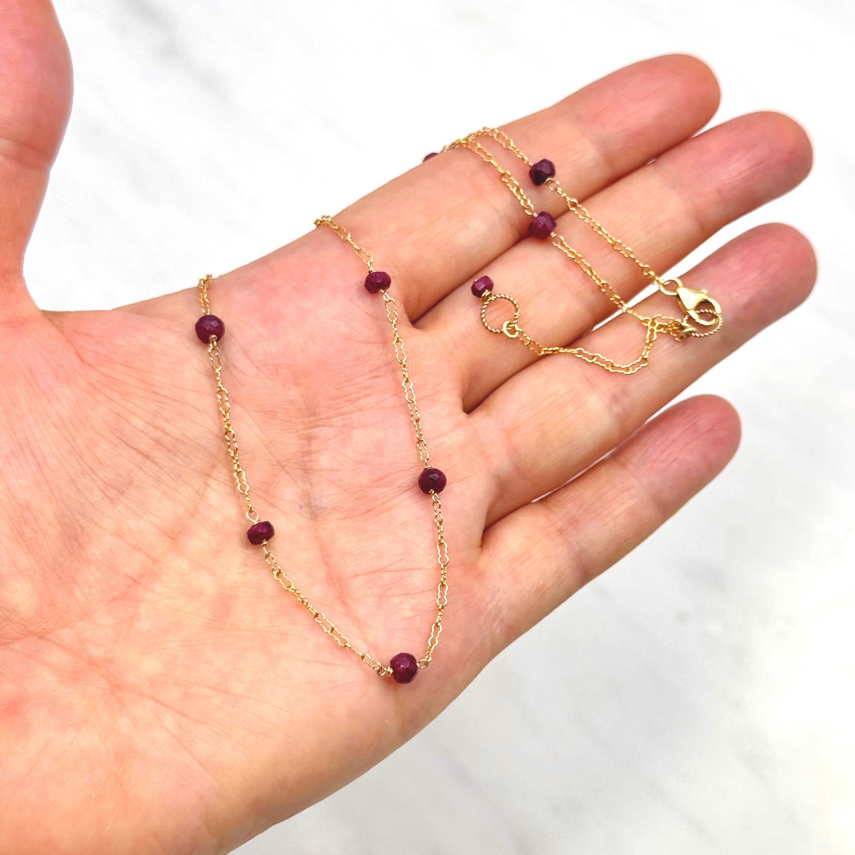 Faceted Ruby 14Kt Gold-Filled Station Choker