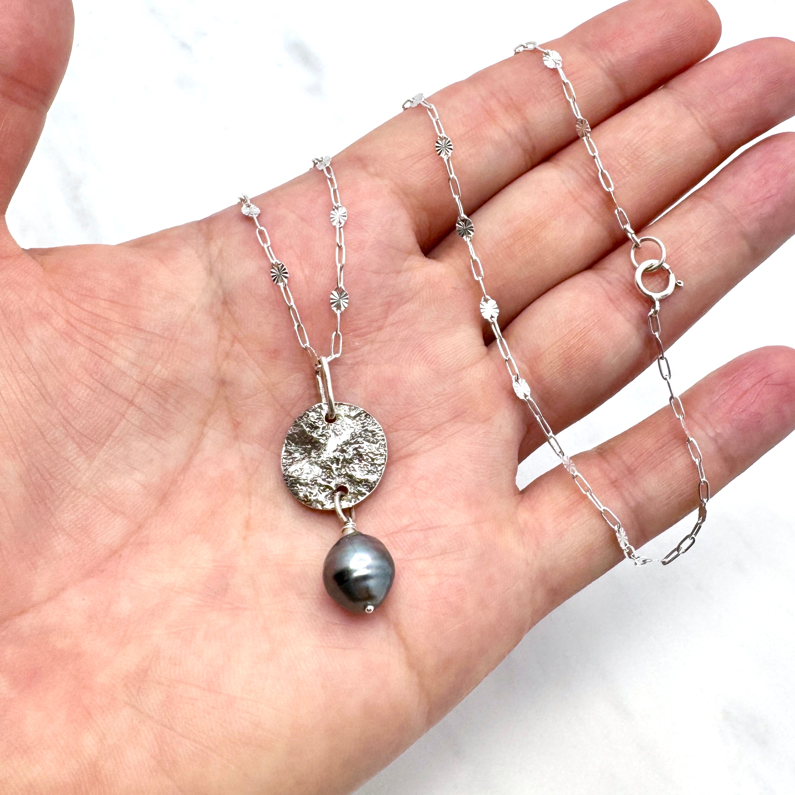 Tahitian Pearl 925 Silver Pendant Necklace