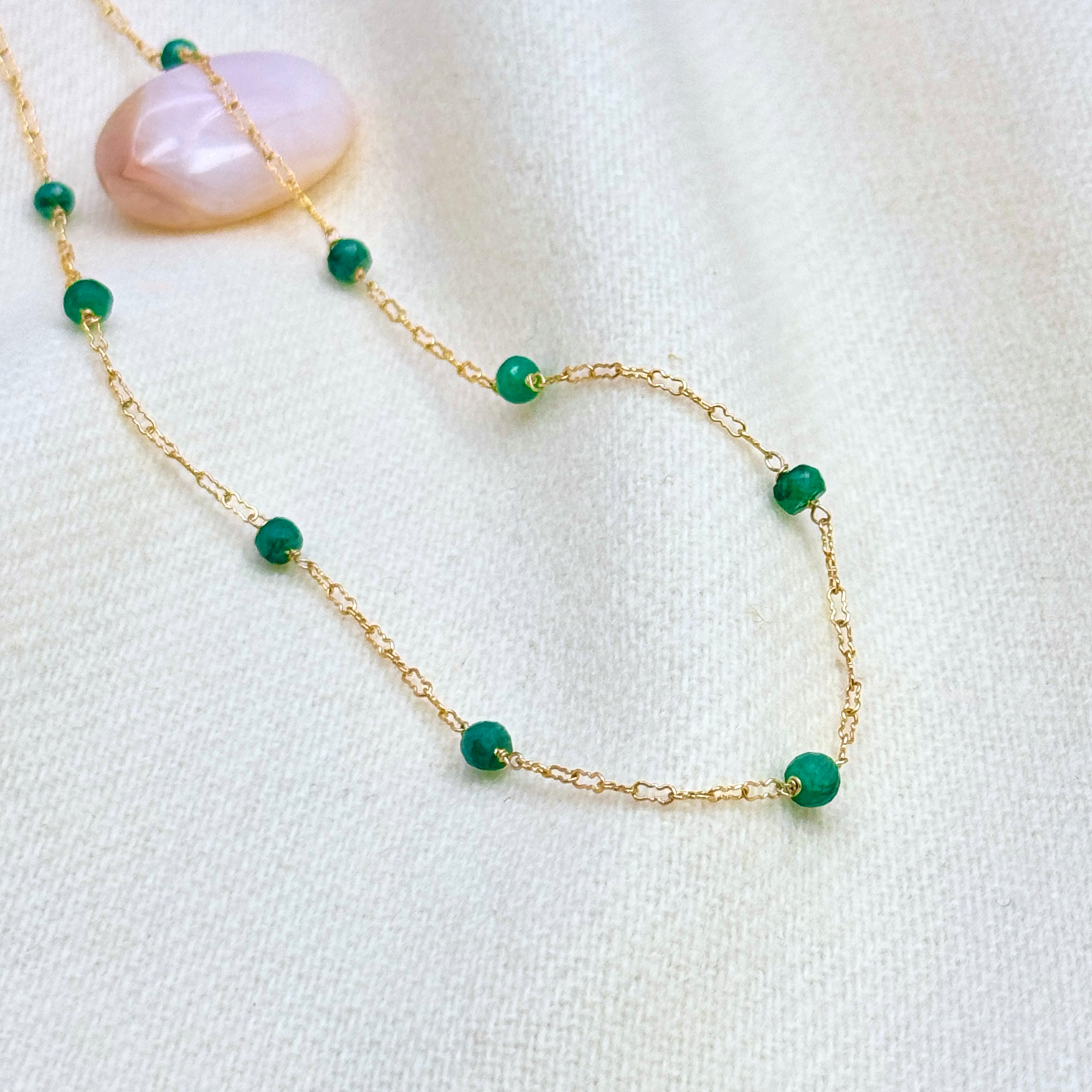 Faceted Emerald Gold-Filled Station Choker