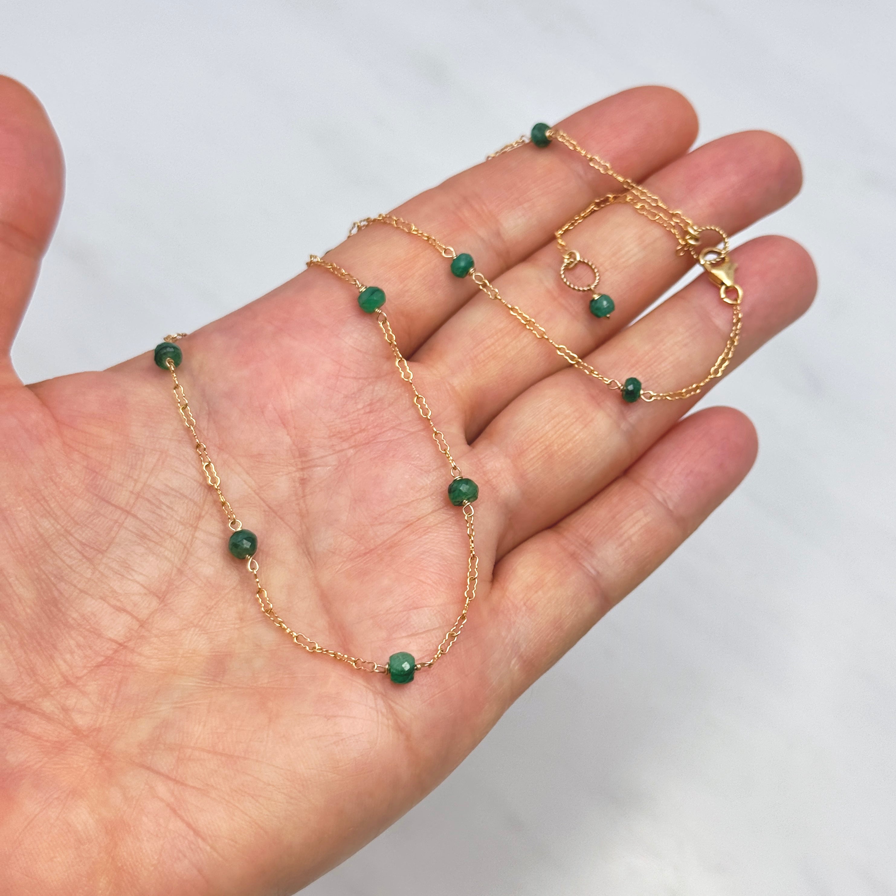 Faceted Emerald Gold-Filled Station Choker