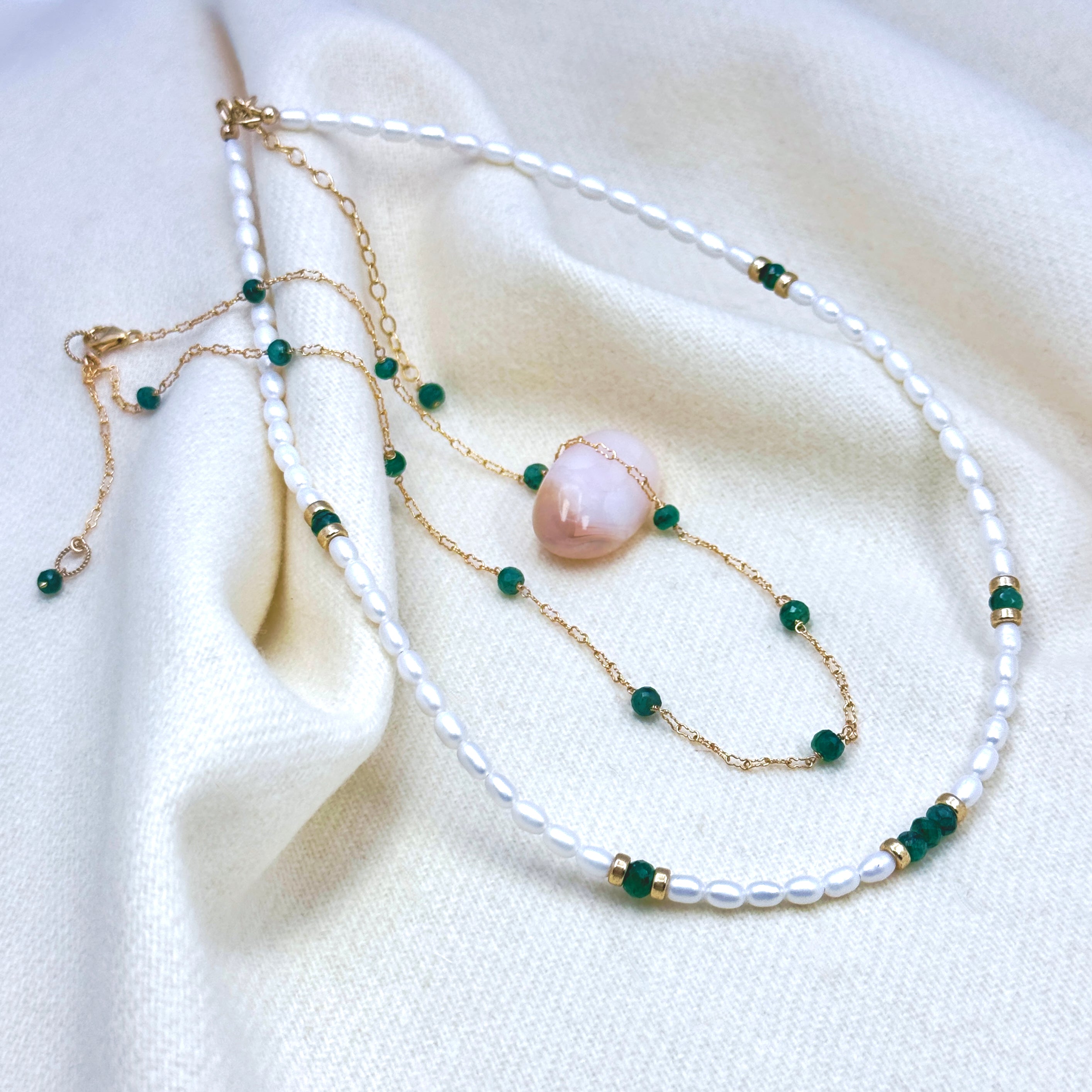 Faceted Emerald Gold-Filled Station Choker