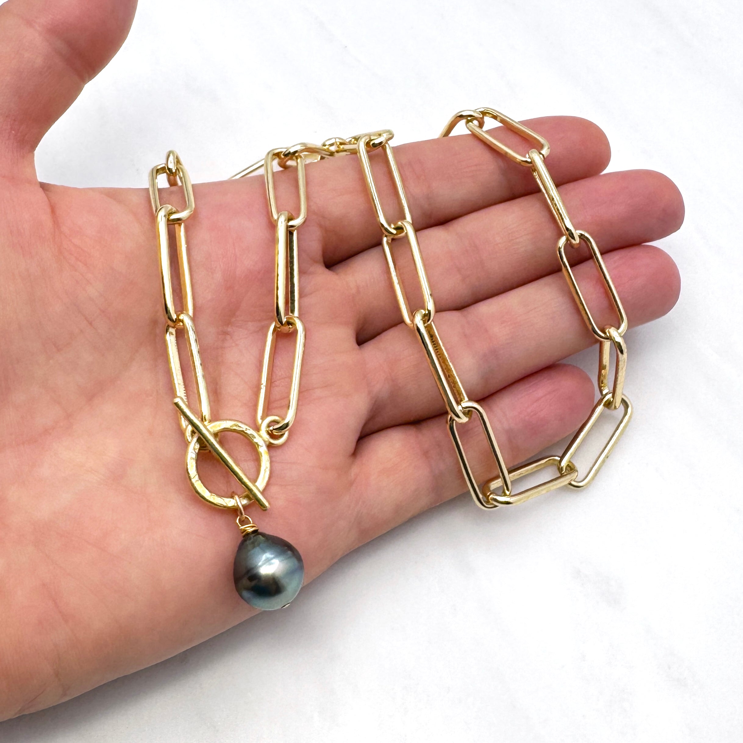 Bold Tahitian Pearl Paperclip Necklace
