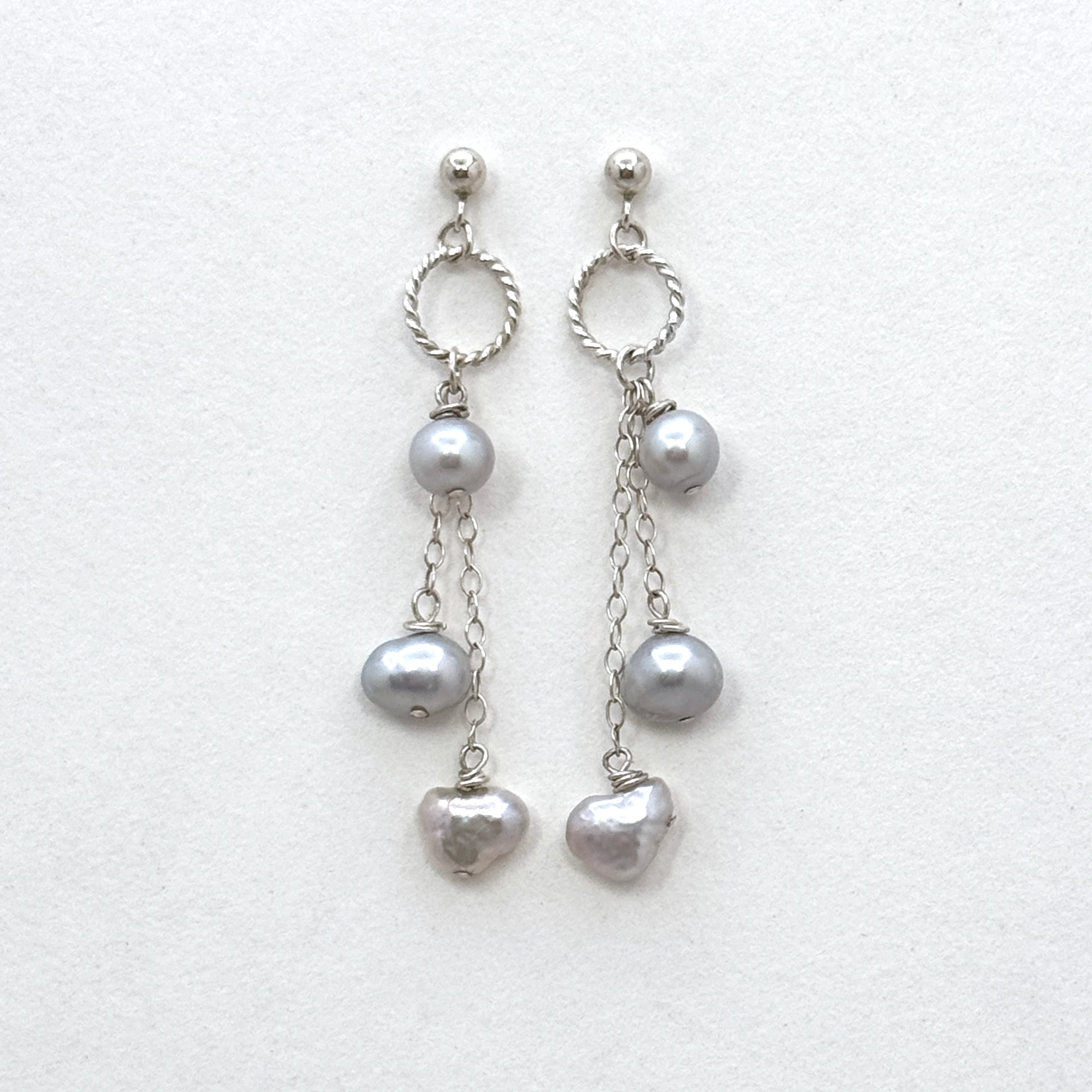 Gray Pearl Sterling Silver Drop Earrings