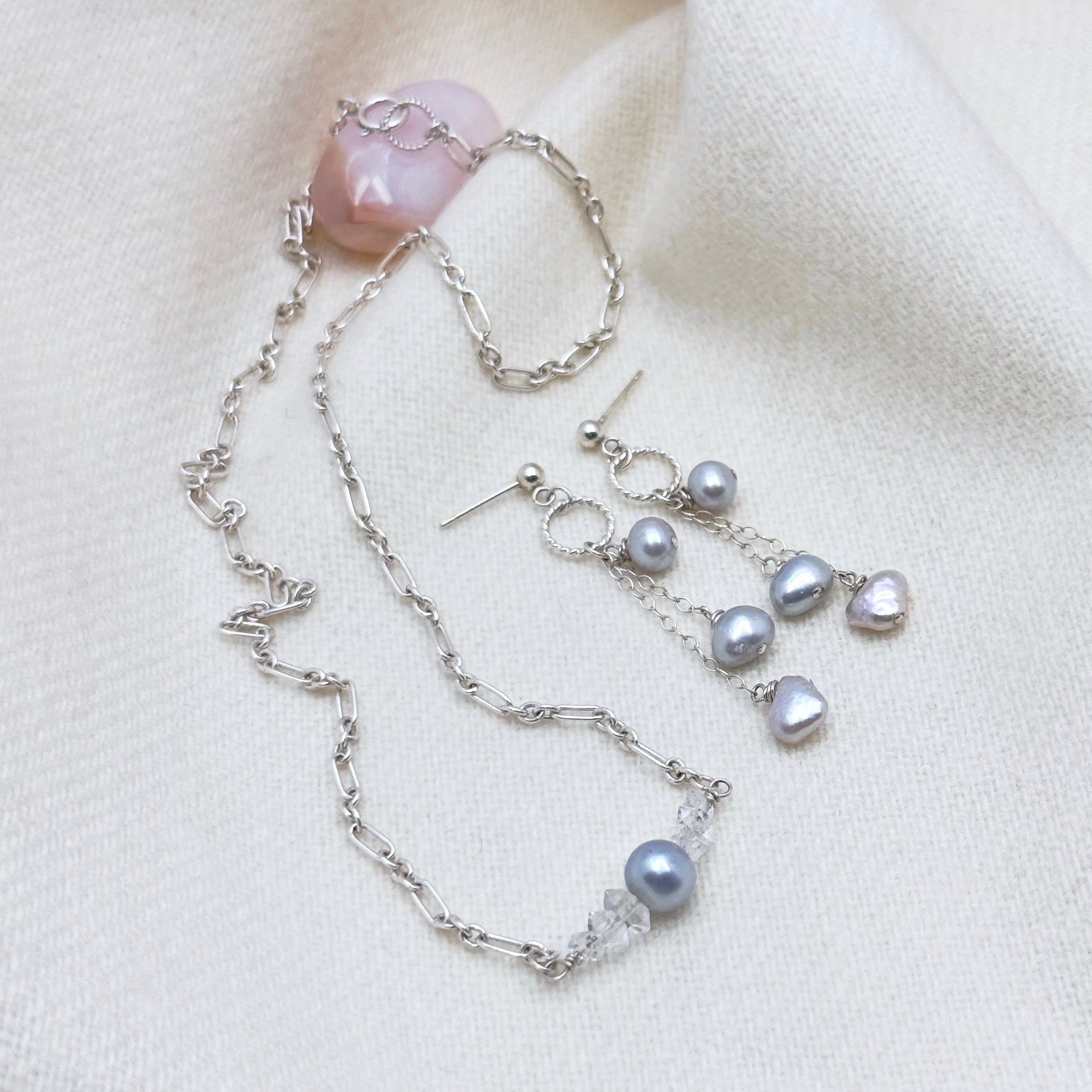Gray Pearl Sterling Silver Drop Earrings