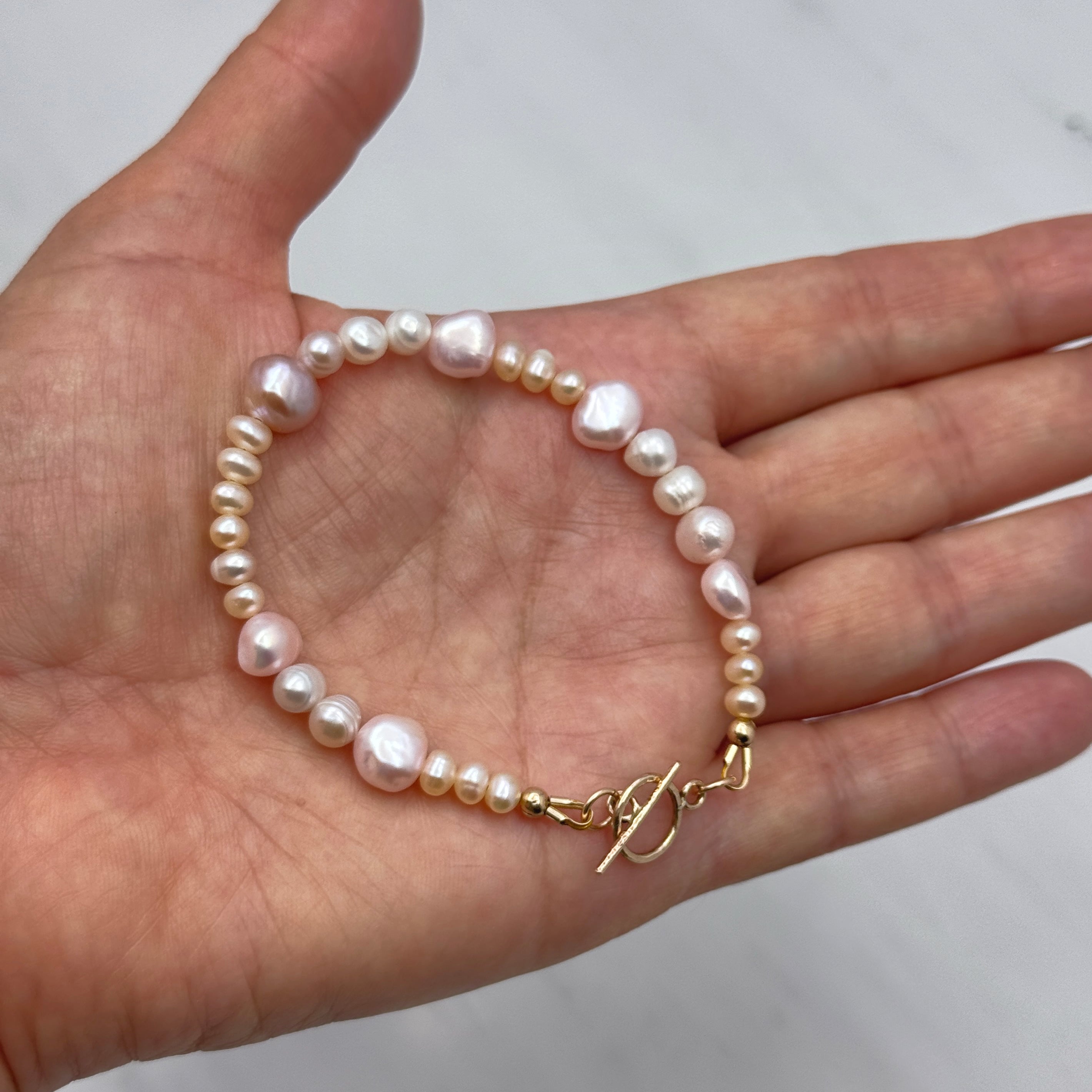 Pink & White Pearl 14Kt Gold-Filled Bracelet