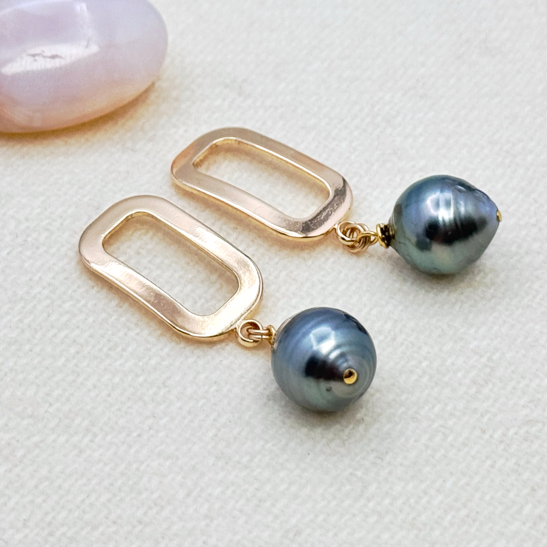 Sculptural Tahitian Pearl Drop Earrings