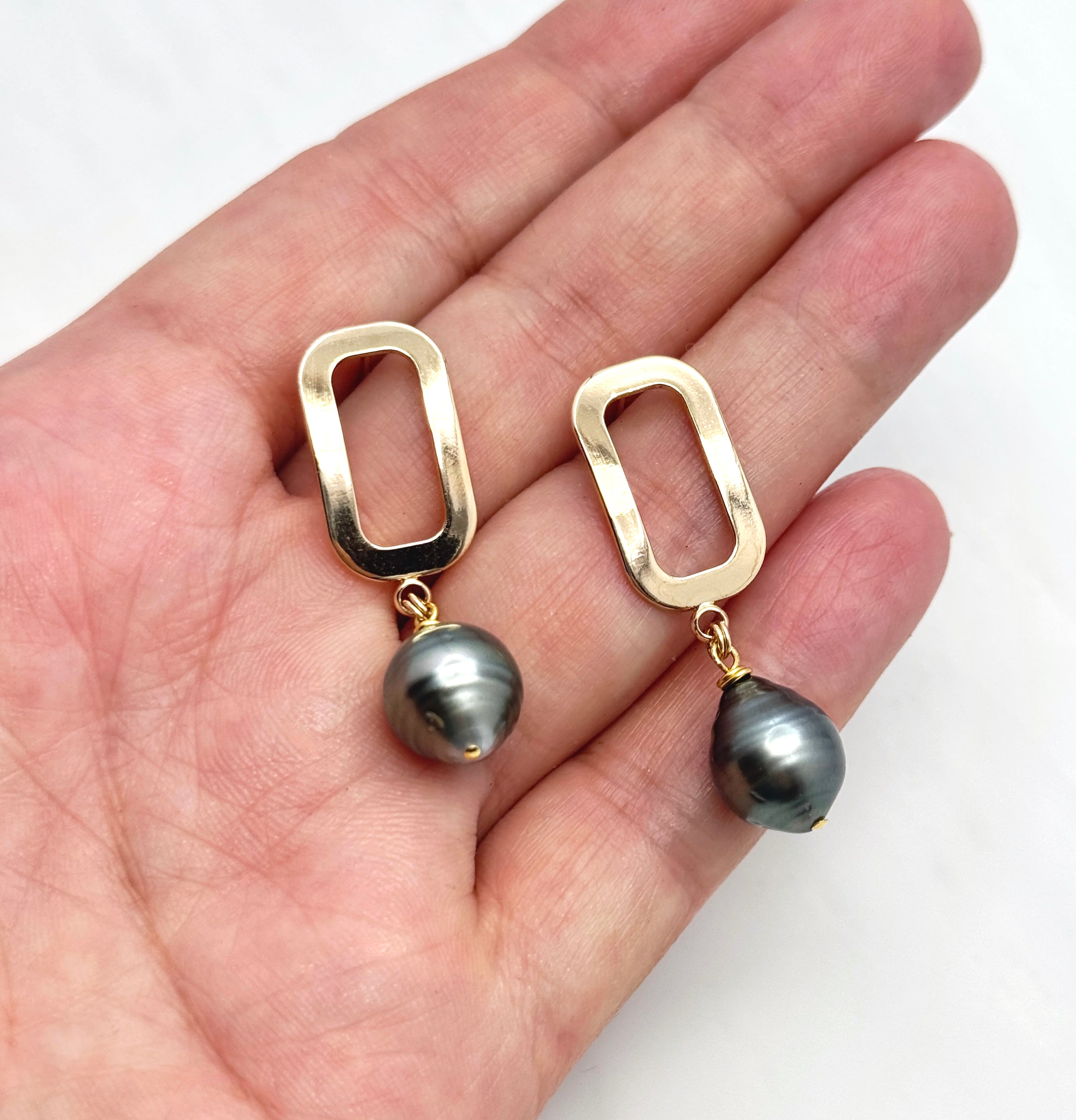 Sculptural Tahitian Pearl Drop Earrings