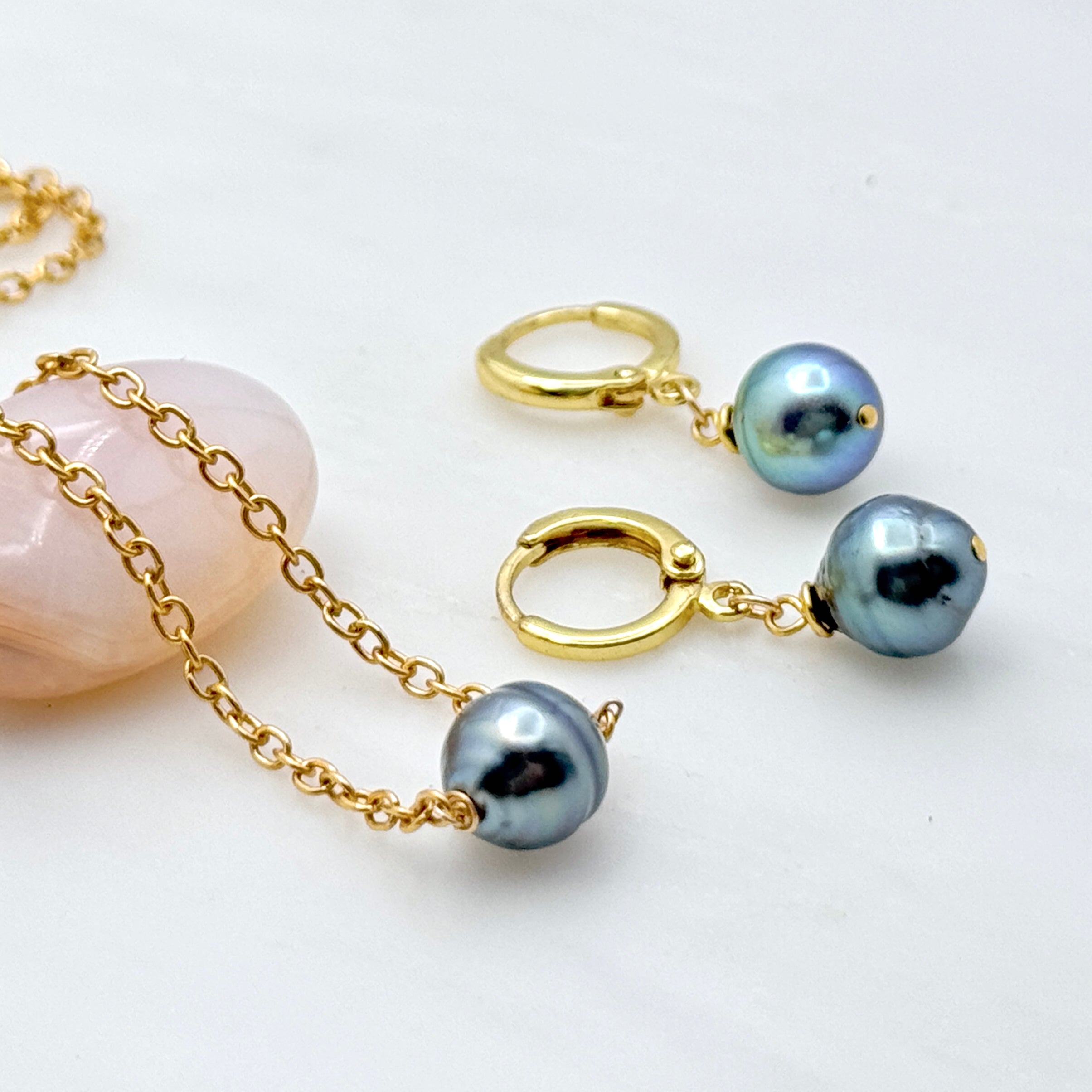 Tahitian Pearl Gold-Filled Huggie Earrings