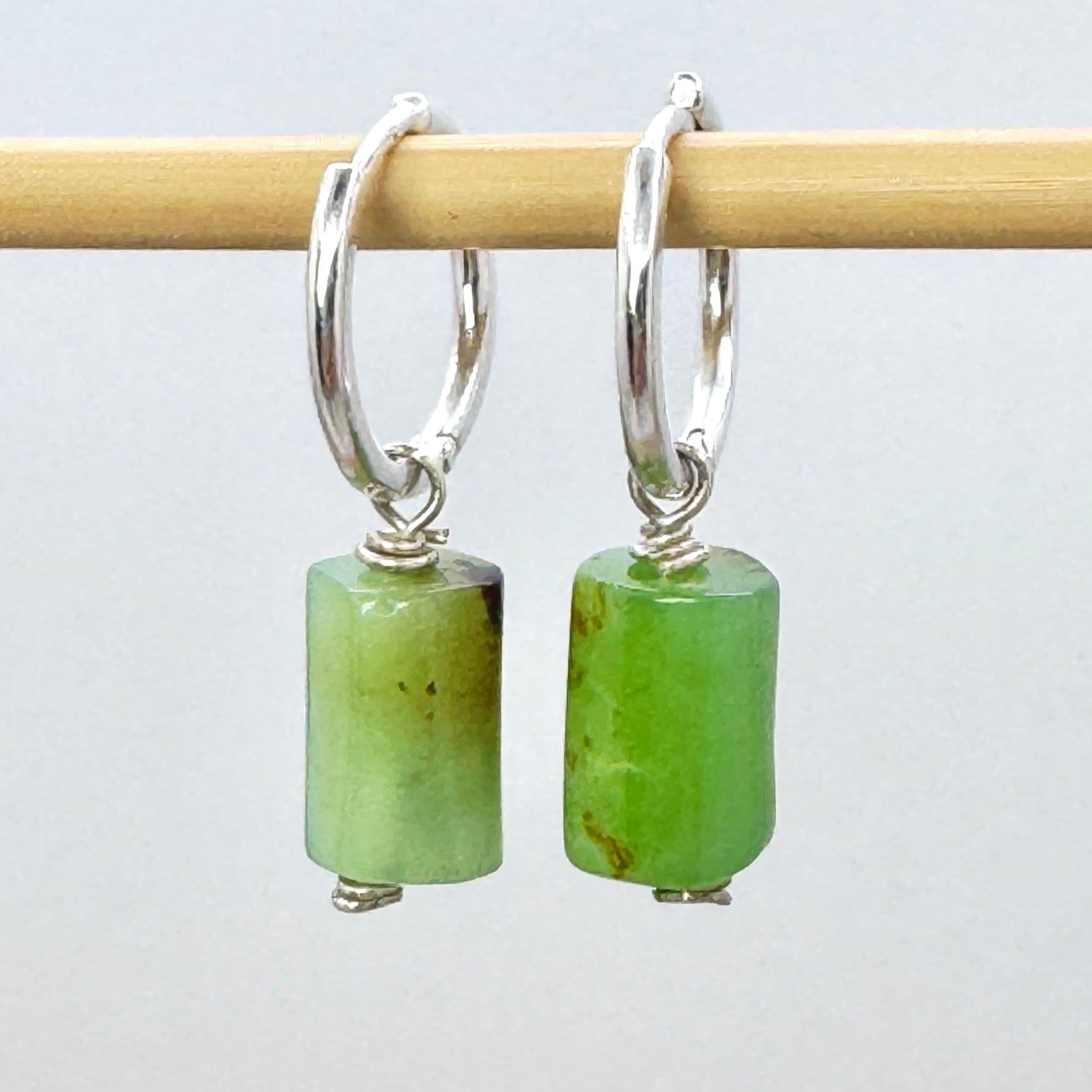 Chrysoprase Sterling Silver Huggie Drops