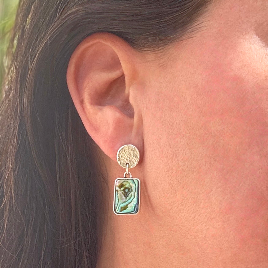 Abalone Shell Sterling Silver Drop Earrings