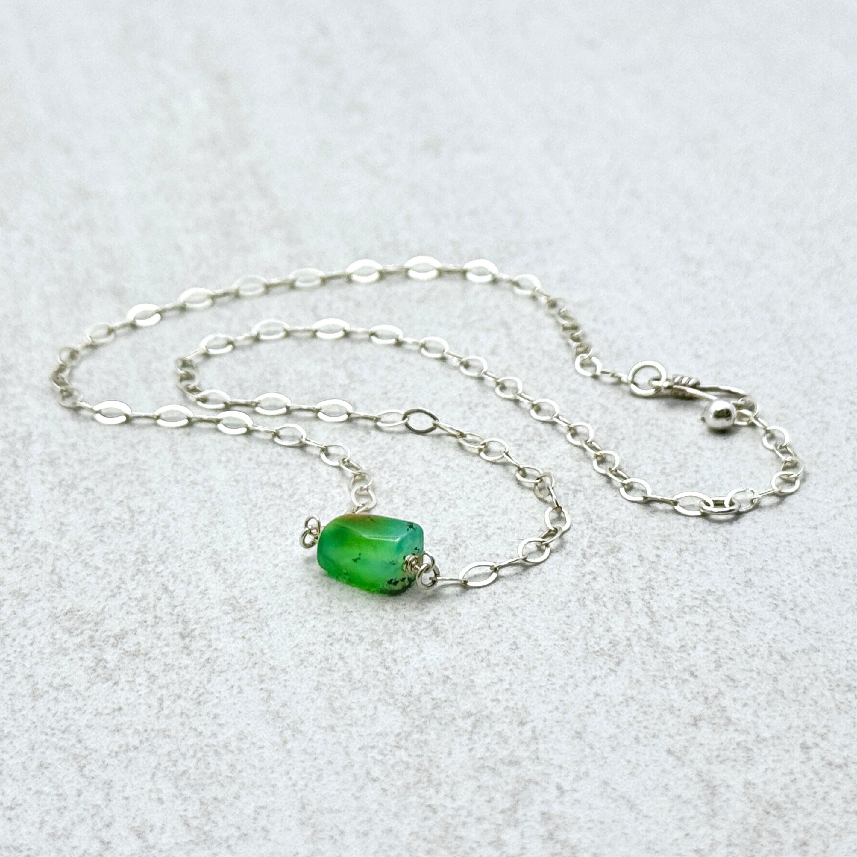 Chrysoprase Bar Sterling Silver Necklace