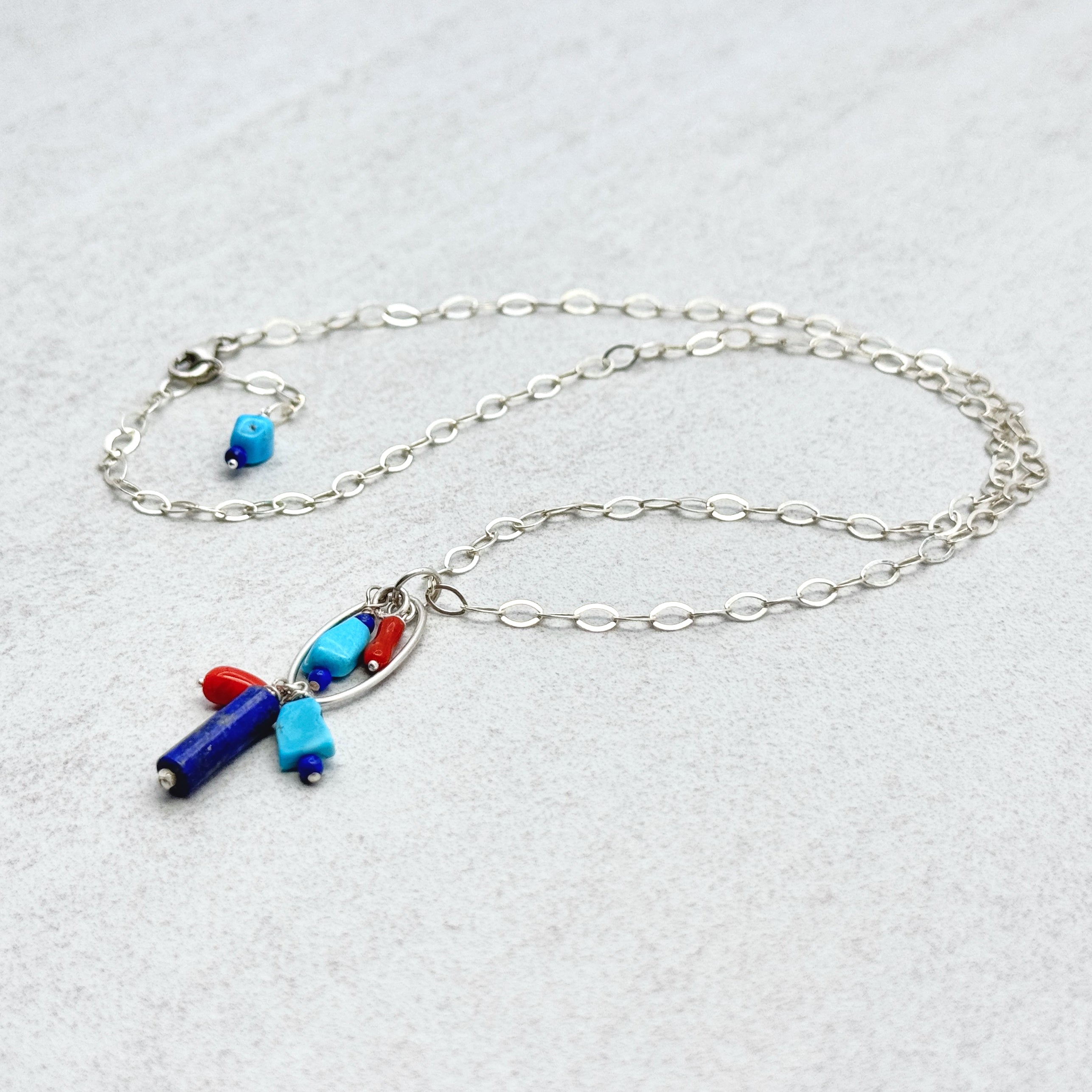Southwestern Lapis & Turquoise Coral Necklace
