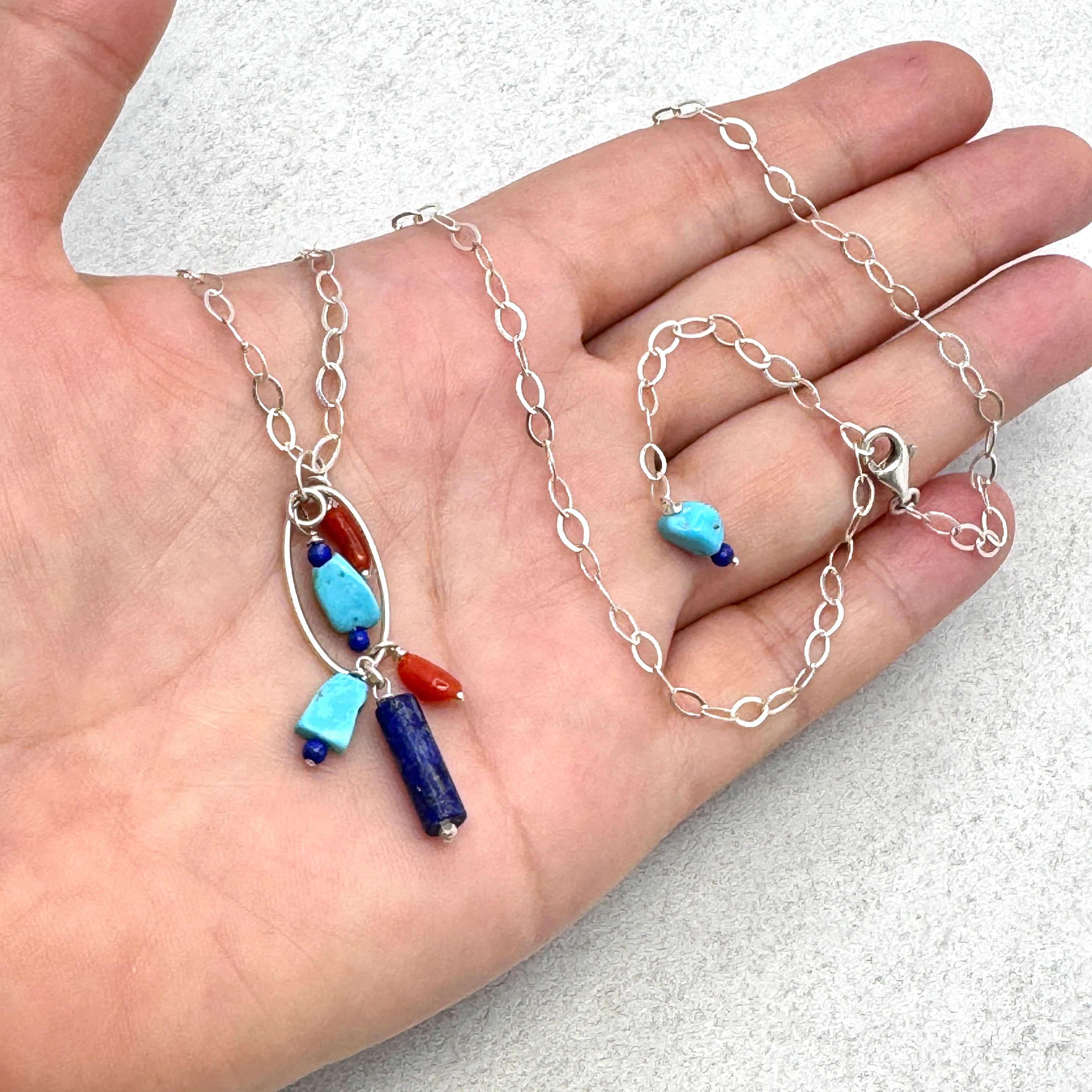 Southwestern Lapis & Turquoise Coral Necklace