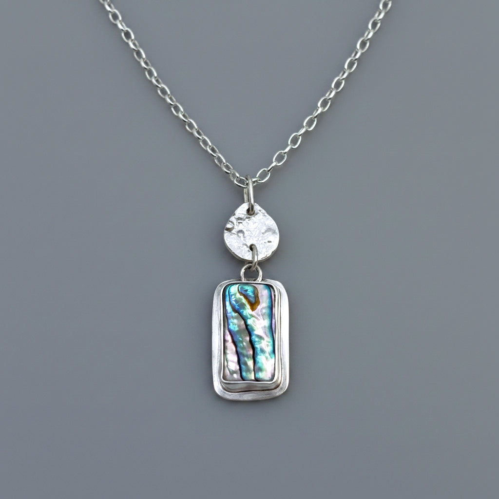 Abalone Shell Pendant Silver Necklace