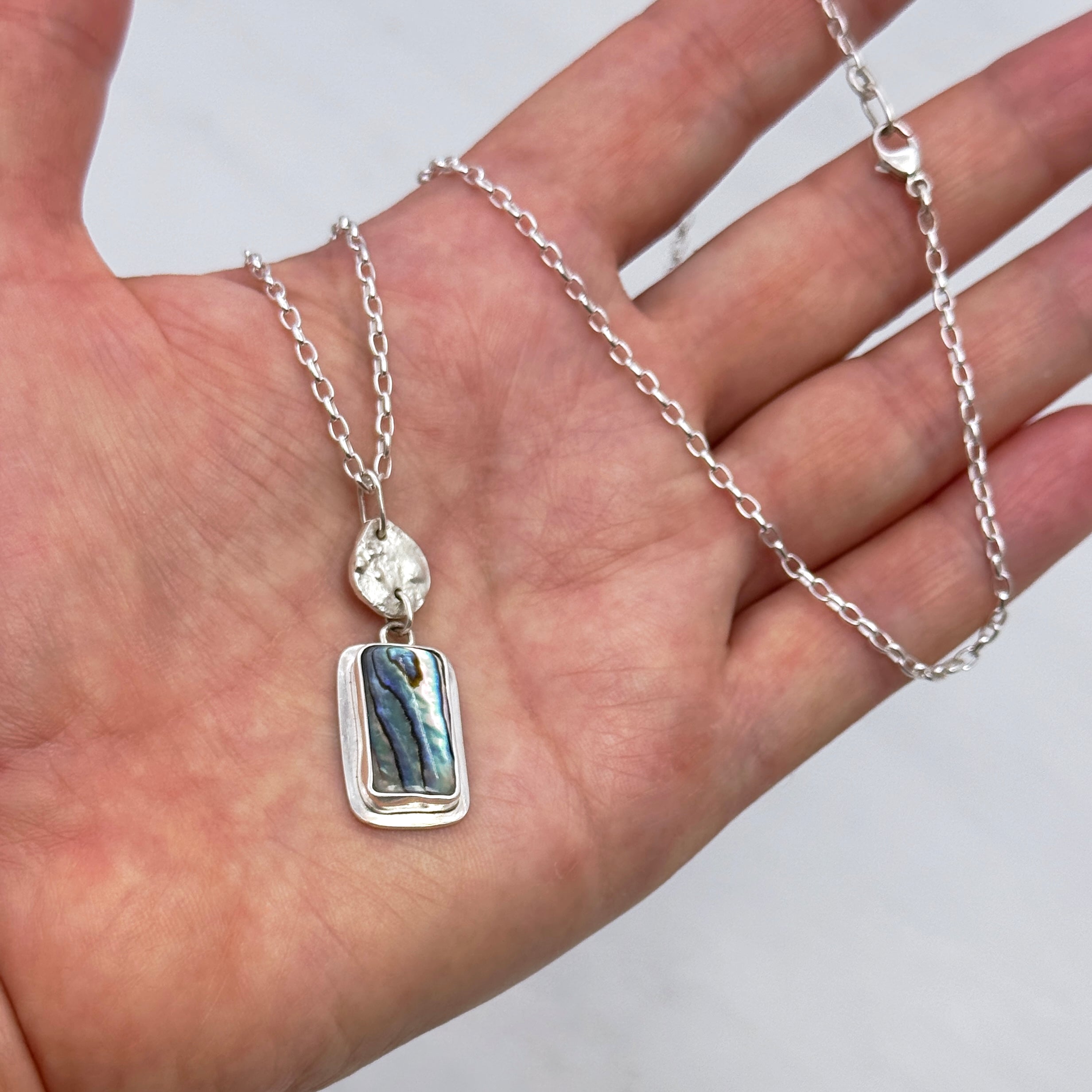 Abalone Shell Pendant Silver Necklace