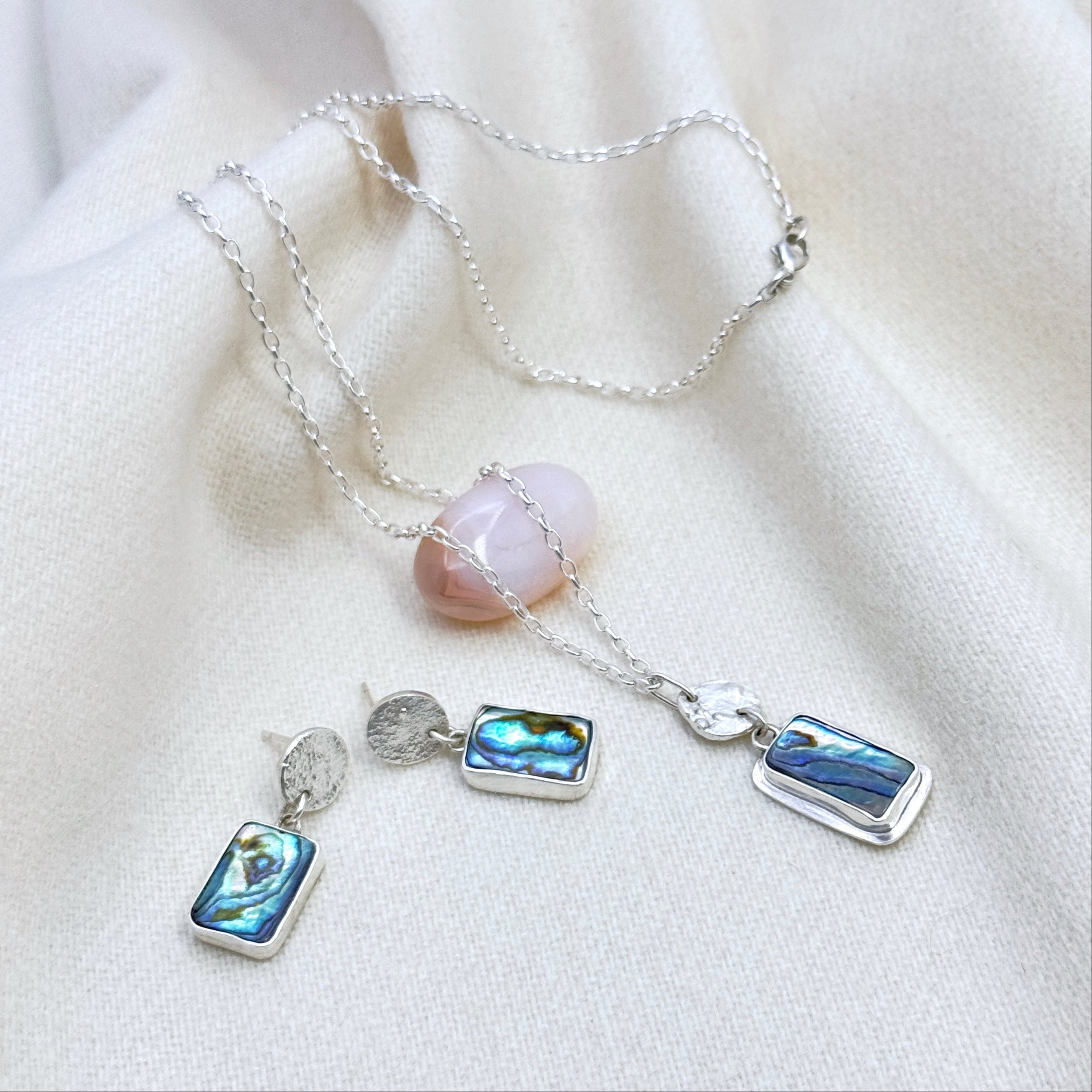 Abalone Shell Sterling Silver Drop Earrings