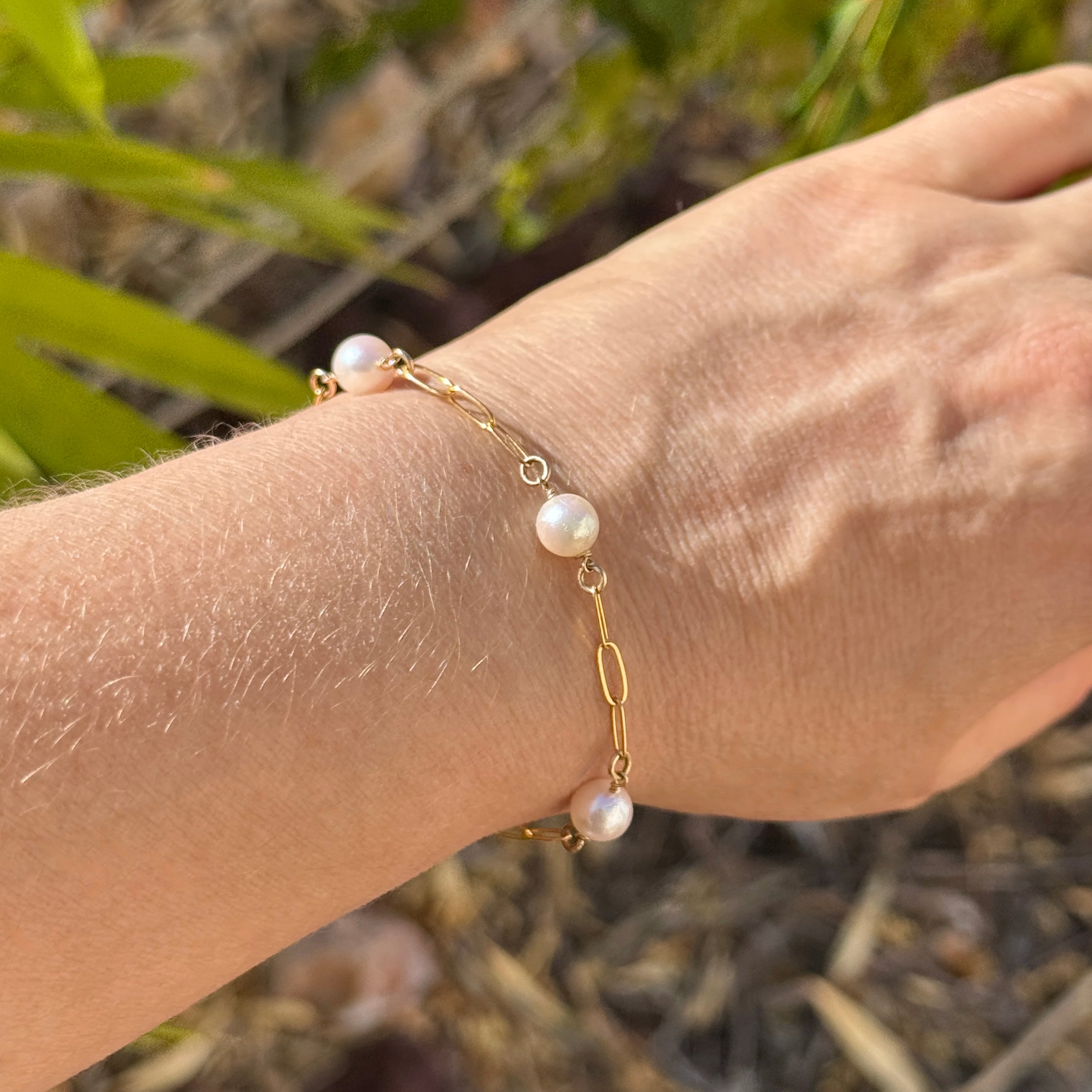 Akoya Pearl & 14Kt Gold-Filled Link Bracelet