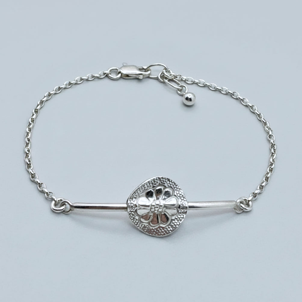 Minimalist Thai Silver Flower Link Bracelet