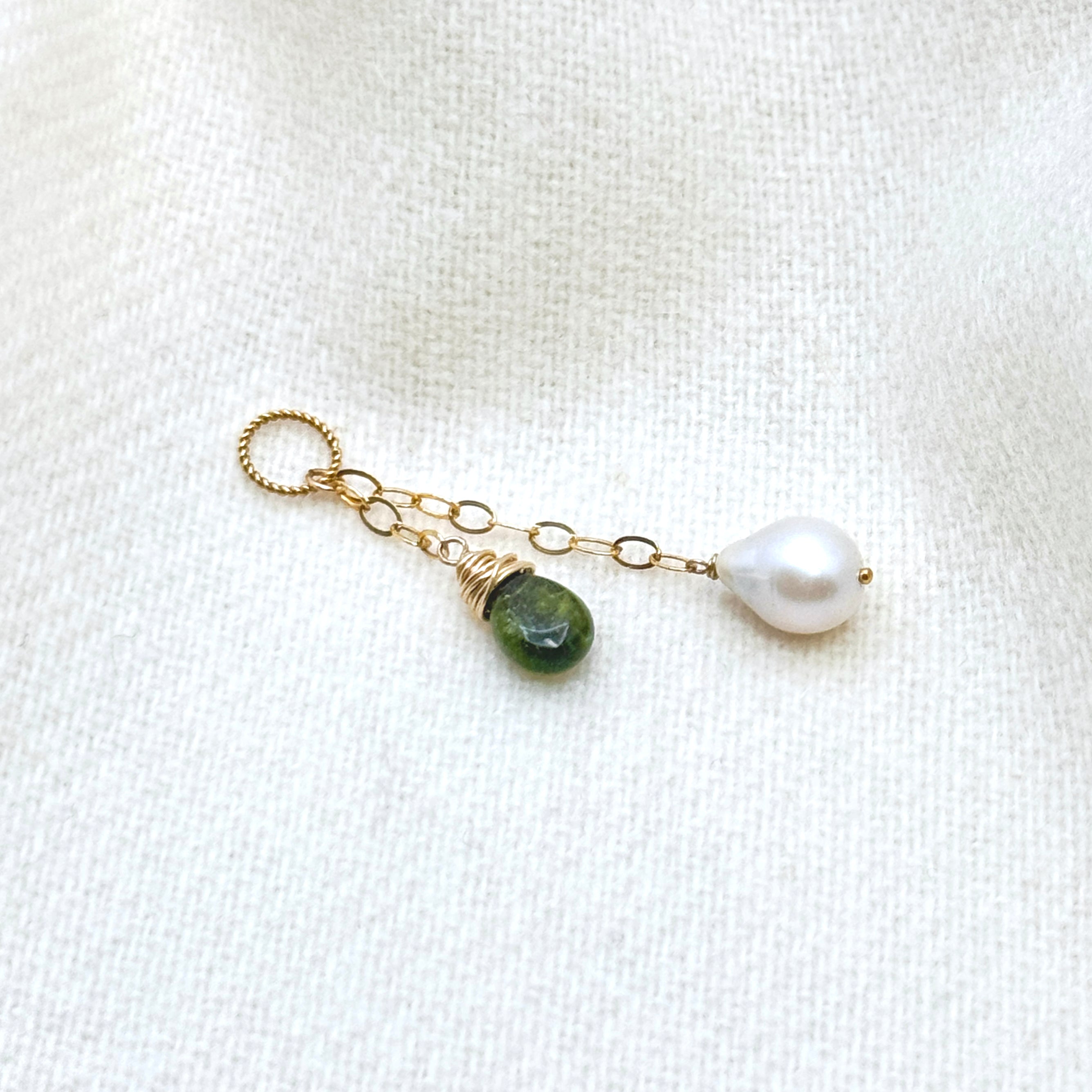 Green Tourmaline & Pearl Gold-Filled Necklace