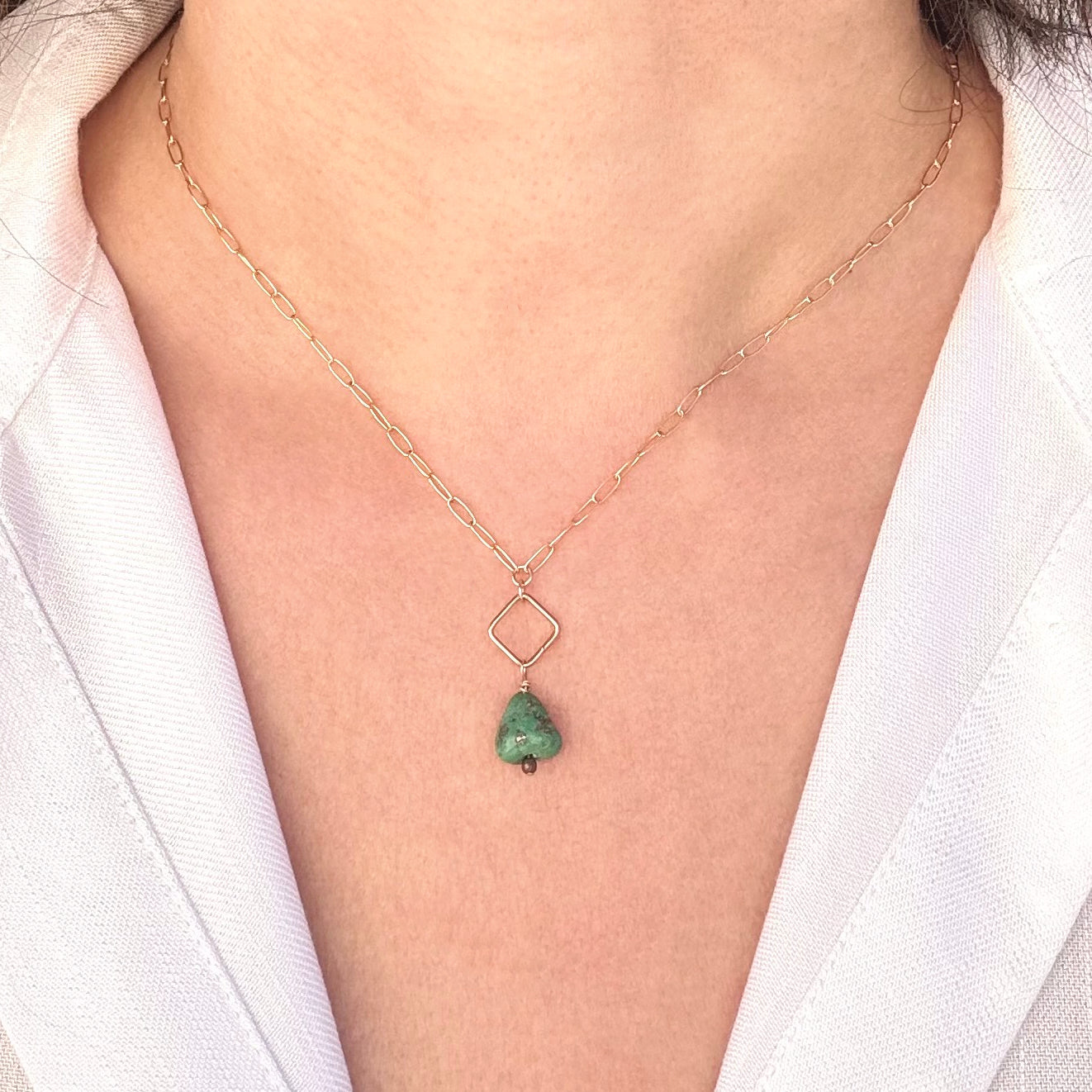 Turquoise Gold-Filled Paperclip Necklace