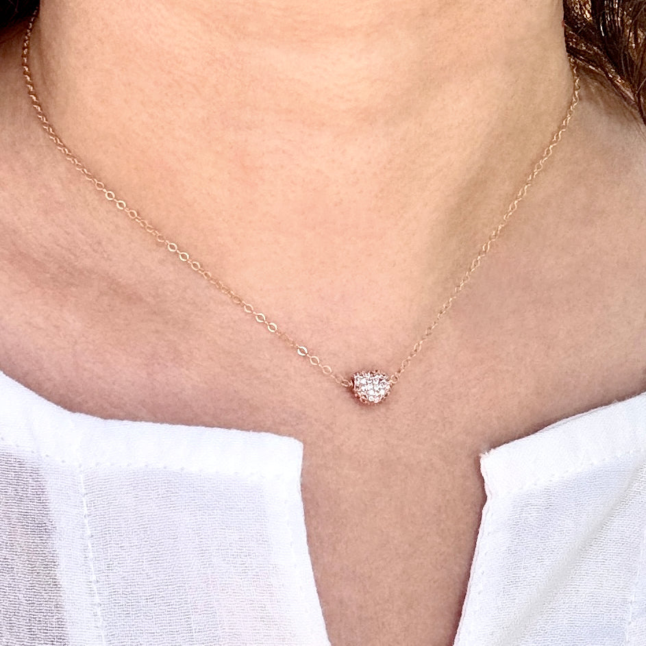 Gold-Filled CZ Heart Charm Necklace