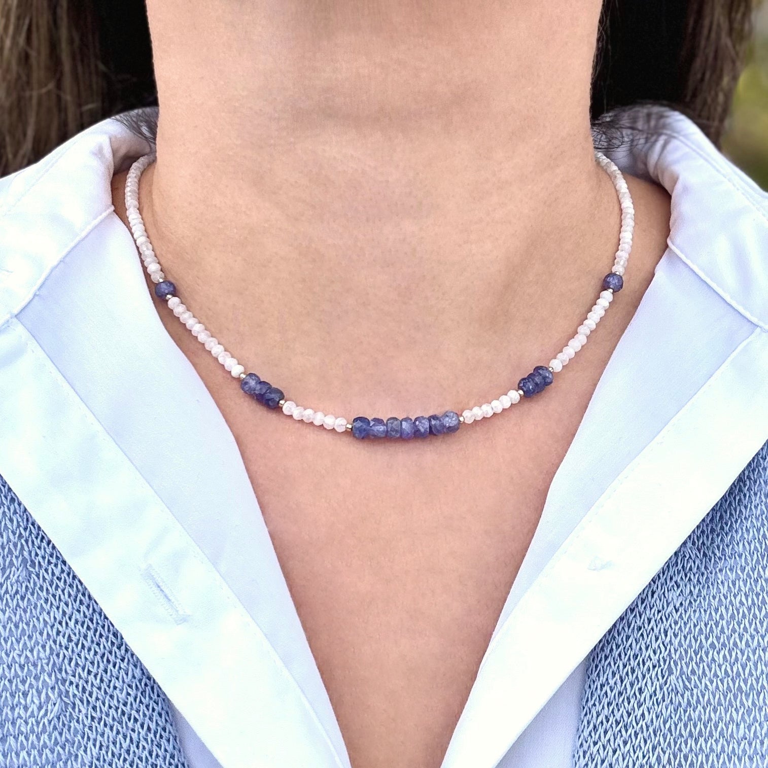 Tanzanite & Moonstone Gold-Filled Necklace