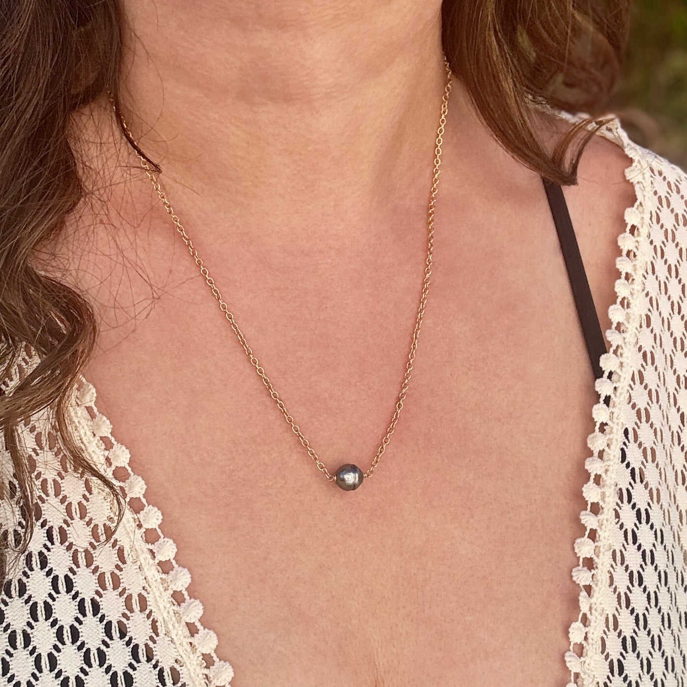 Floating Tahitian Pearl Gold-Filled Necklace