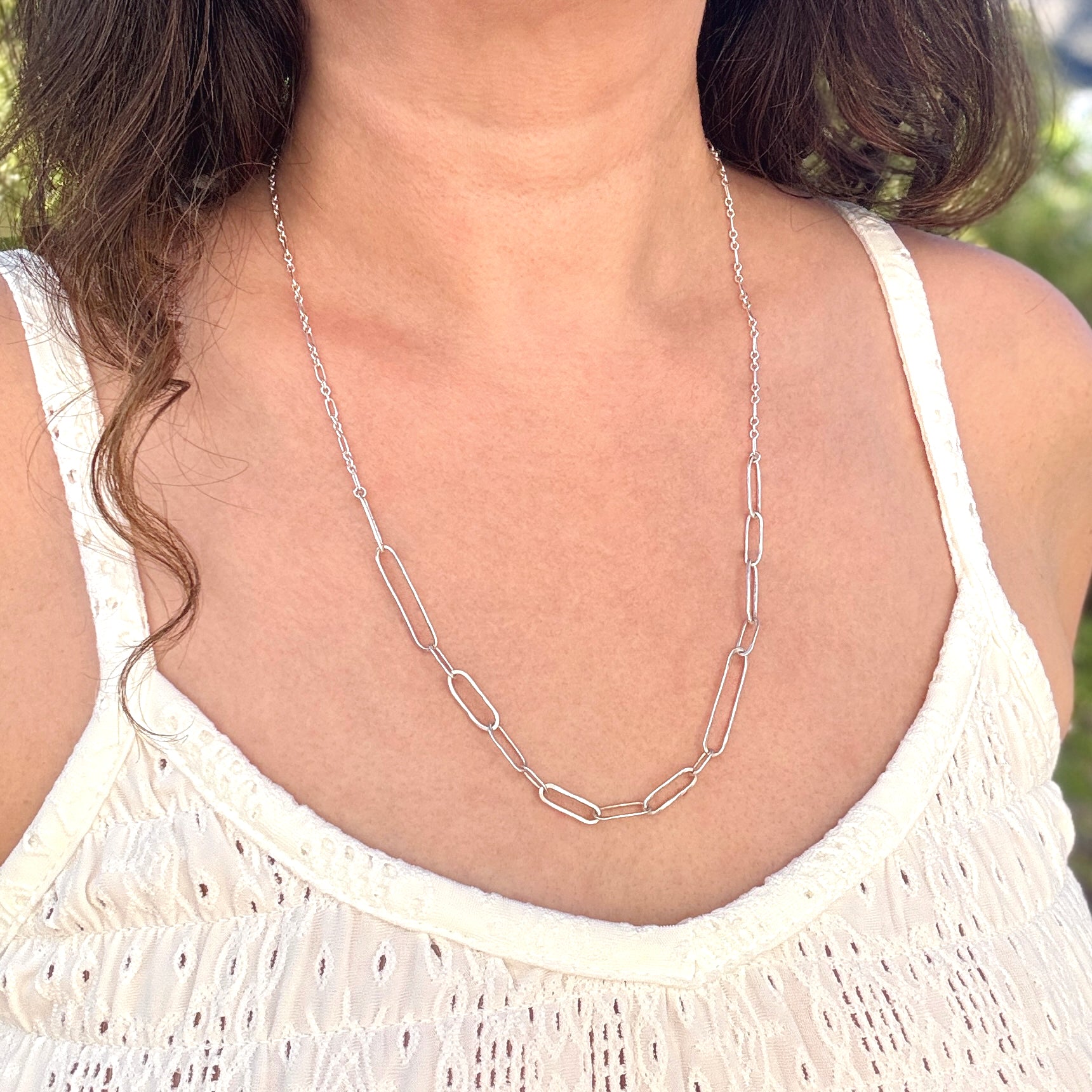 Long Sterling Silver Paperclip Necklace