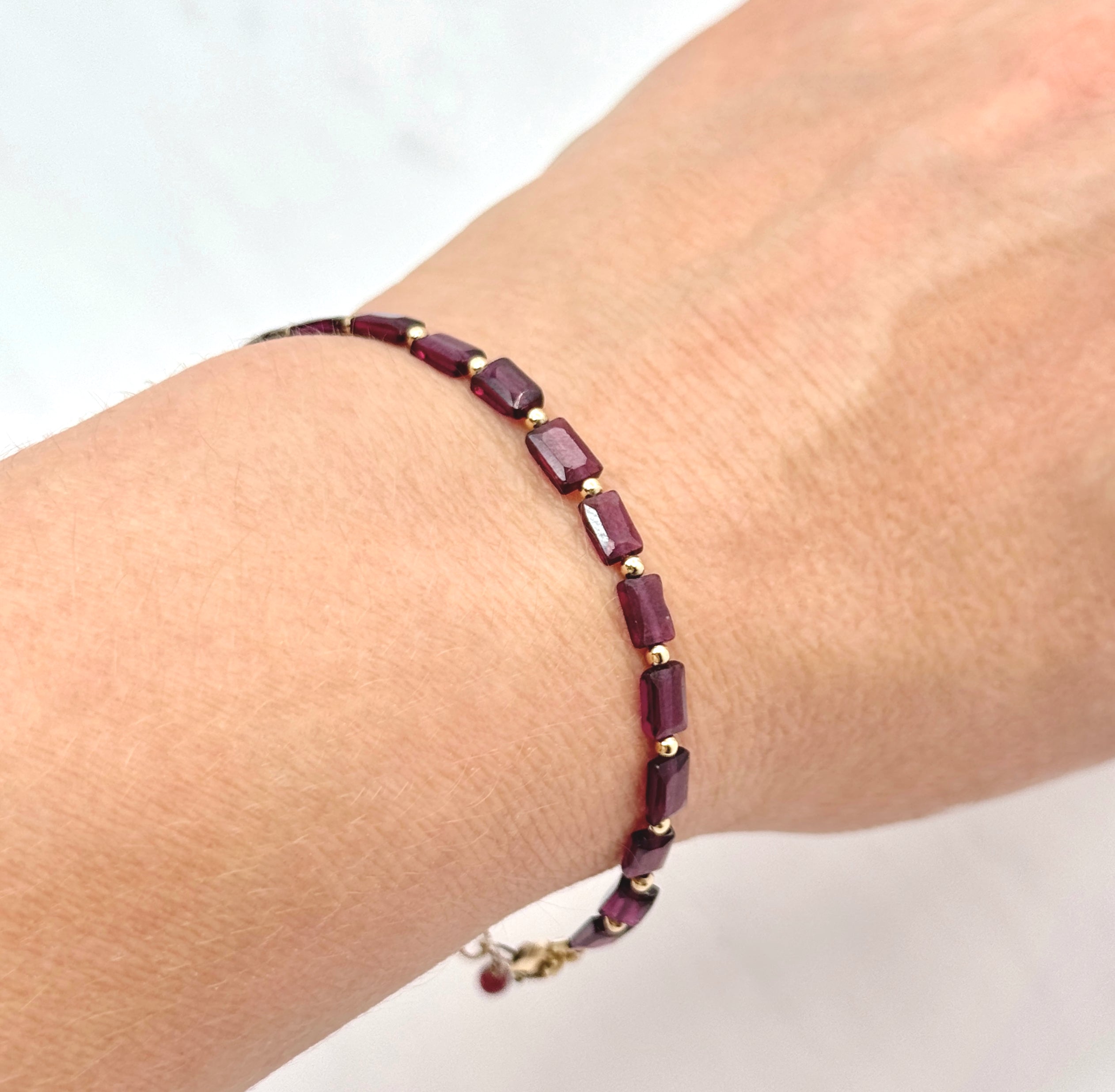 Faceted Garnet Gold-Filled Bracelet