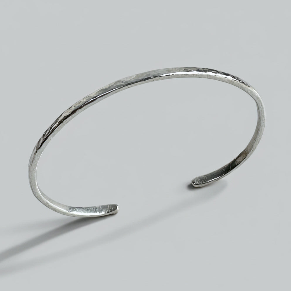 Hammered Sterling Silver Oval Cuff Bracelet