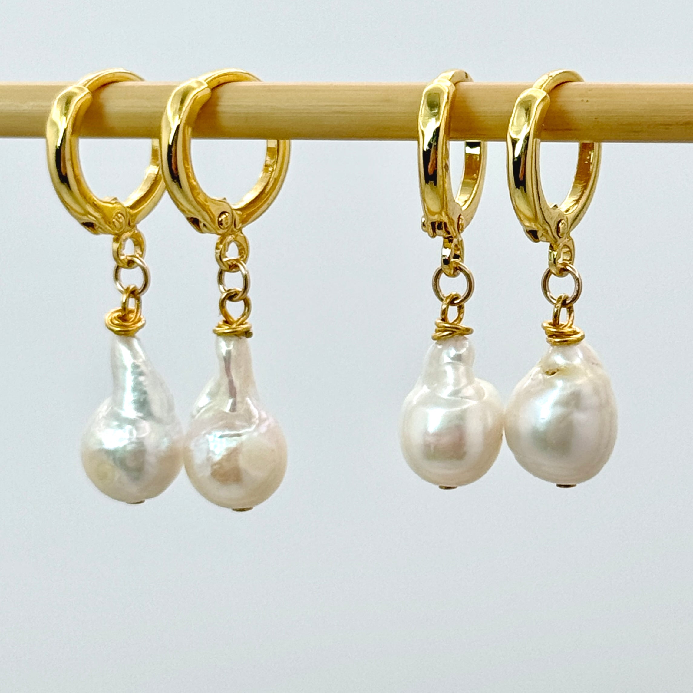 Baroque Pearl 14K Gold-Filled Huggie Earrings