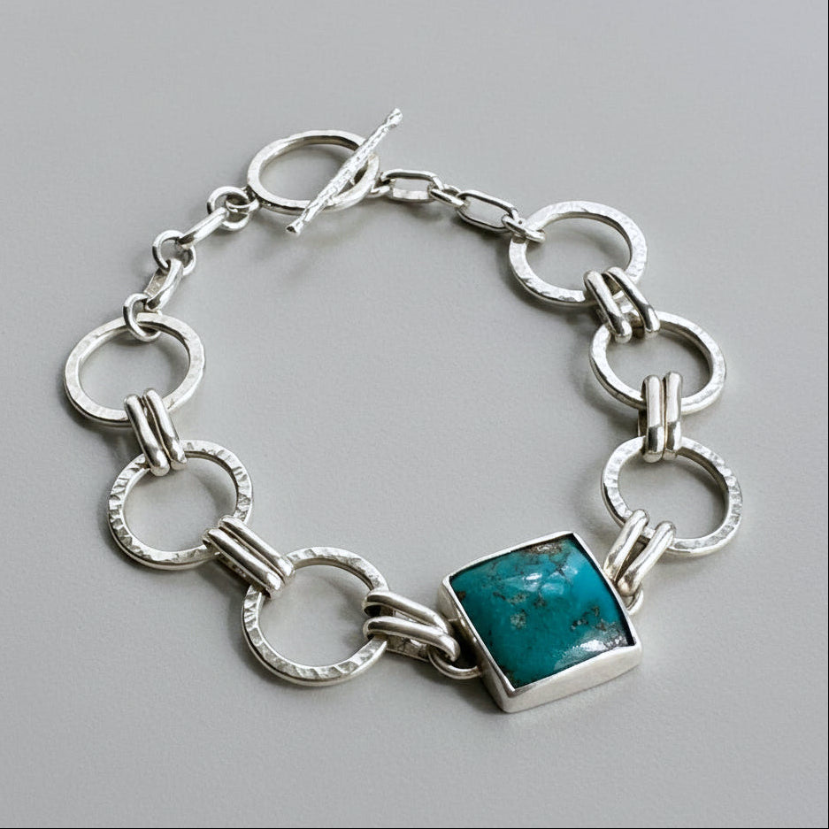 Sonoran Gold Turquoise & Silver Link Bracelet